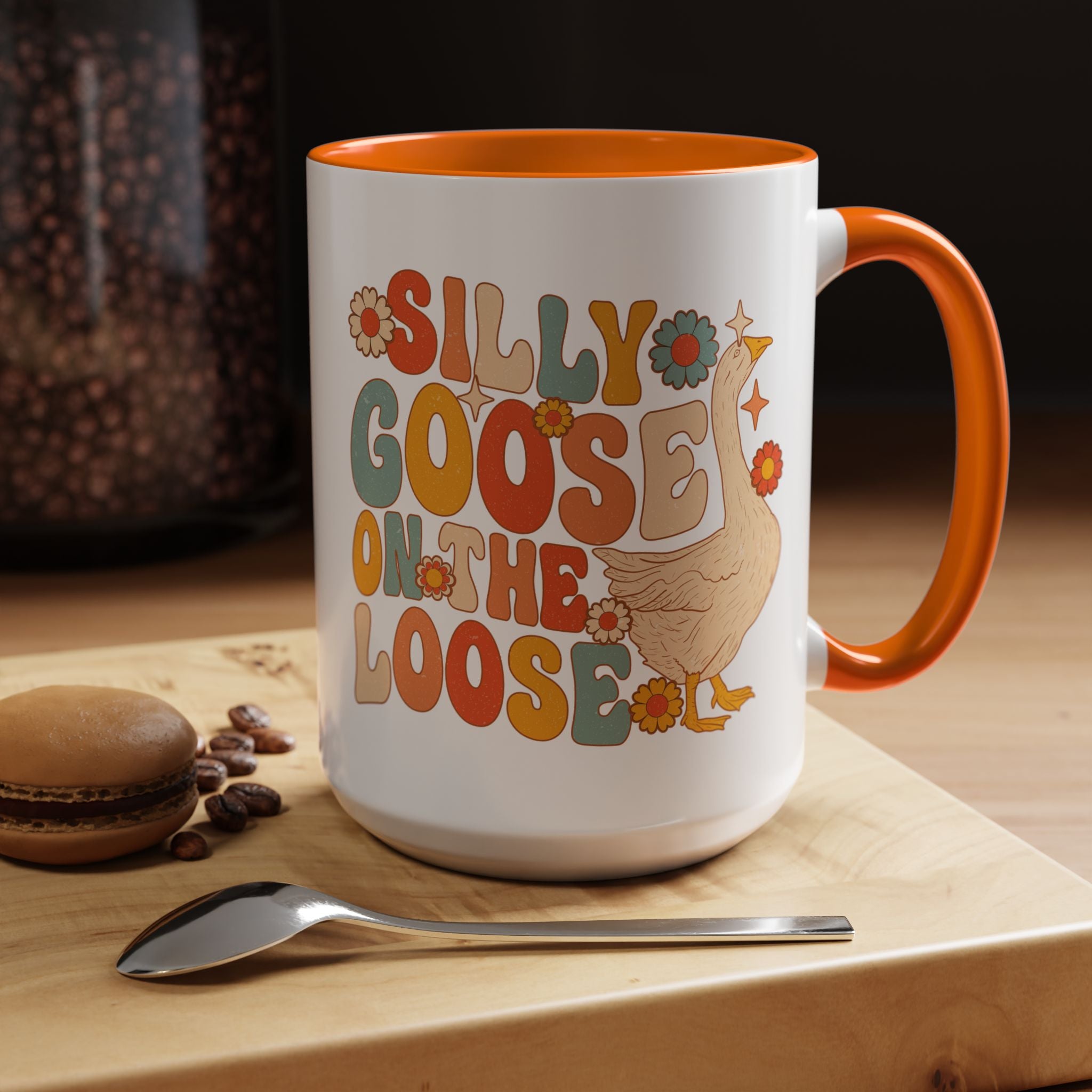 Funny Coffee Mug, Personalized Mug, Silly Goose On The Loose Accent Coffee Cup (11, 15oz), Gift Under 20, White Elephant, Animal Lover Gift