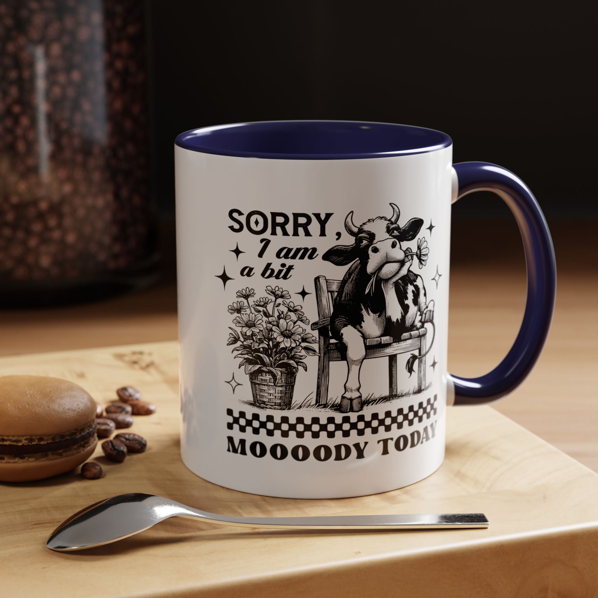 Funny Coffee Mug, Personalized Mug, Sorry I am A Bit Moody Today,  Accent Cup (11, 15oz), Gift Under 20, White Elephant, Cow Farm Lover Cup