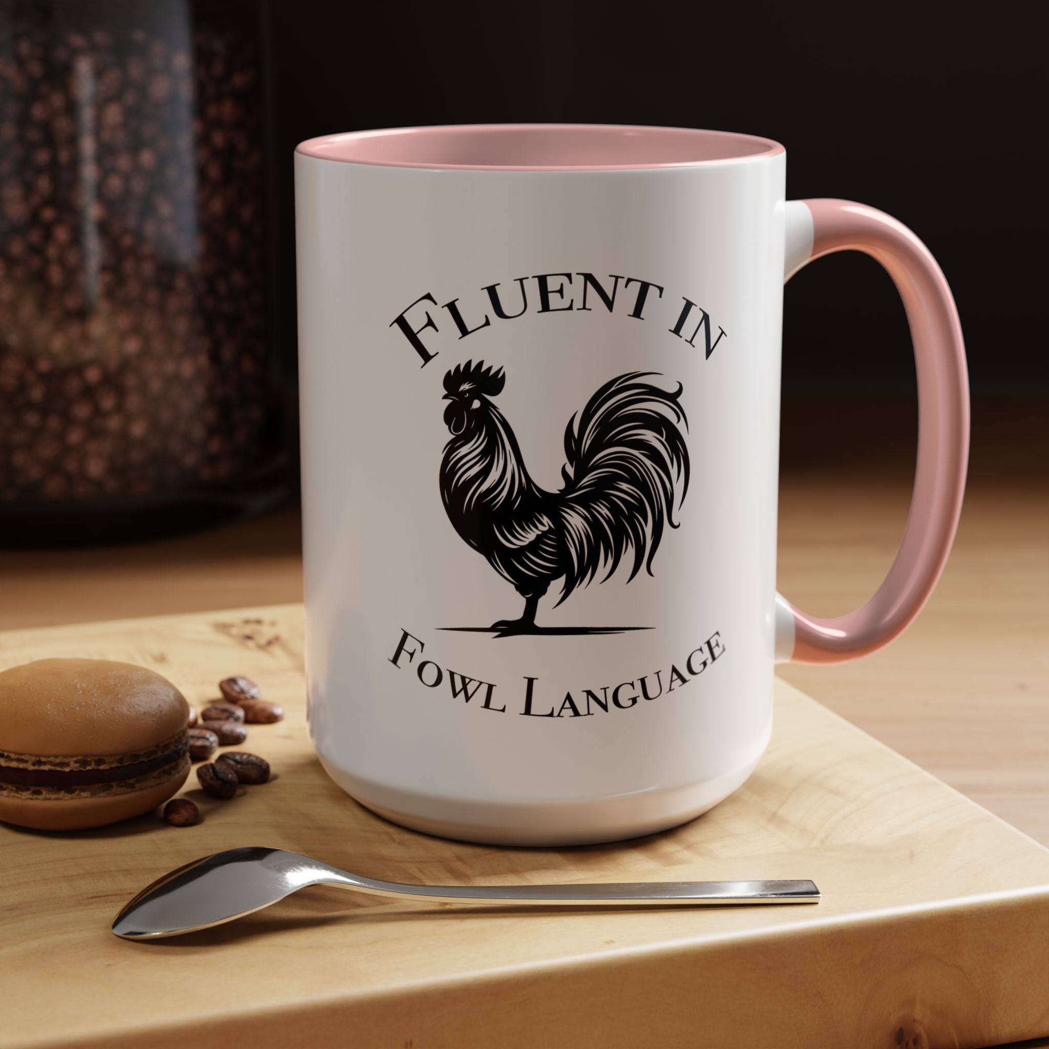 Funny Coffee Mug, Personalized Mug, Fluent In Fowl Language Accent Cup (11, 15oz), Gift Under 20, White Elephant gift
