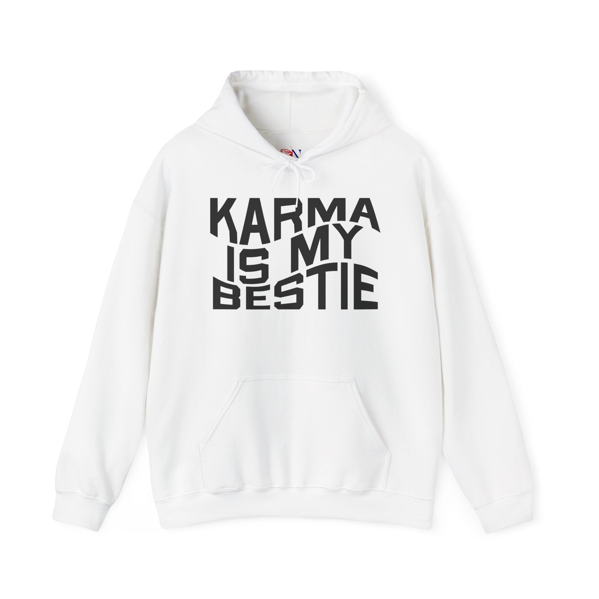 Karma Is My Bestie Hoodie – Funny Slogan Pullover for Women & Men