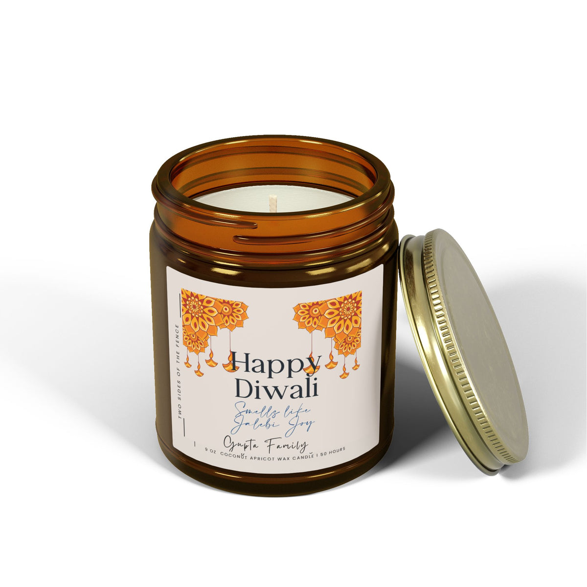 Personalized Diwali Candle - Smells Like Jalebi Joy, 9 oz