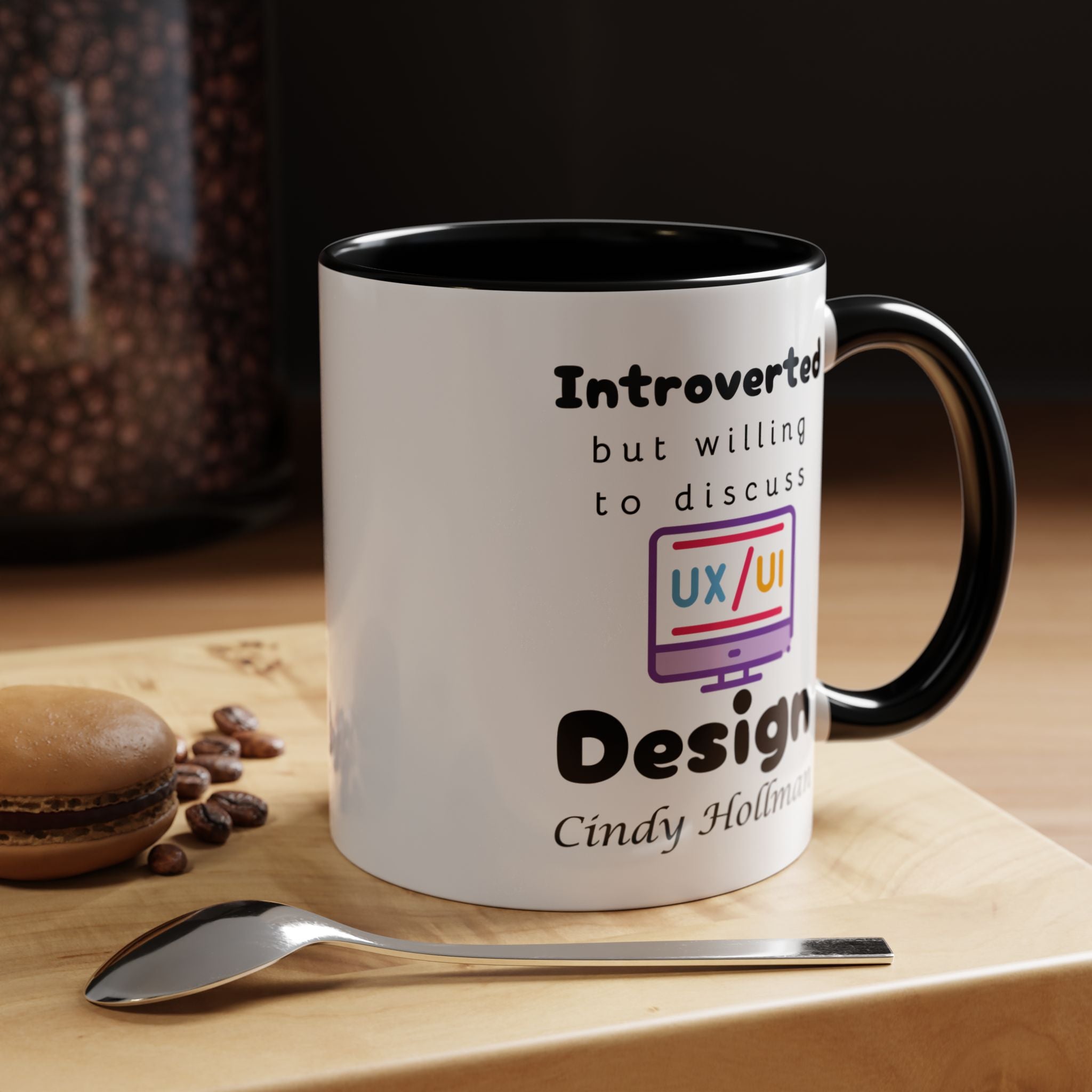 Introverted But Willing To Discuss Design Personalized Accent Coffee Mug (11 and 15oz) For UI UX Graphic Designers, IT Geeks, Nerds
