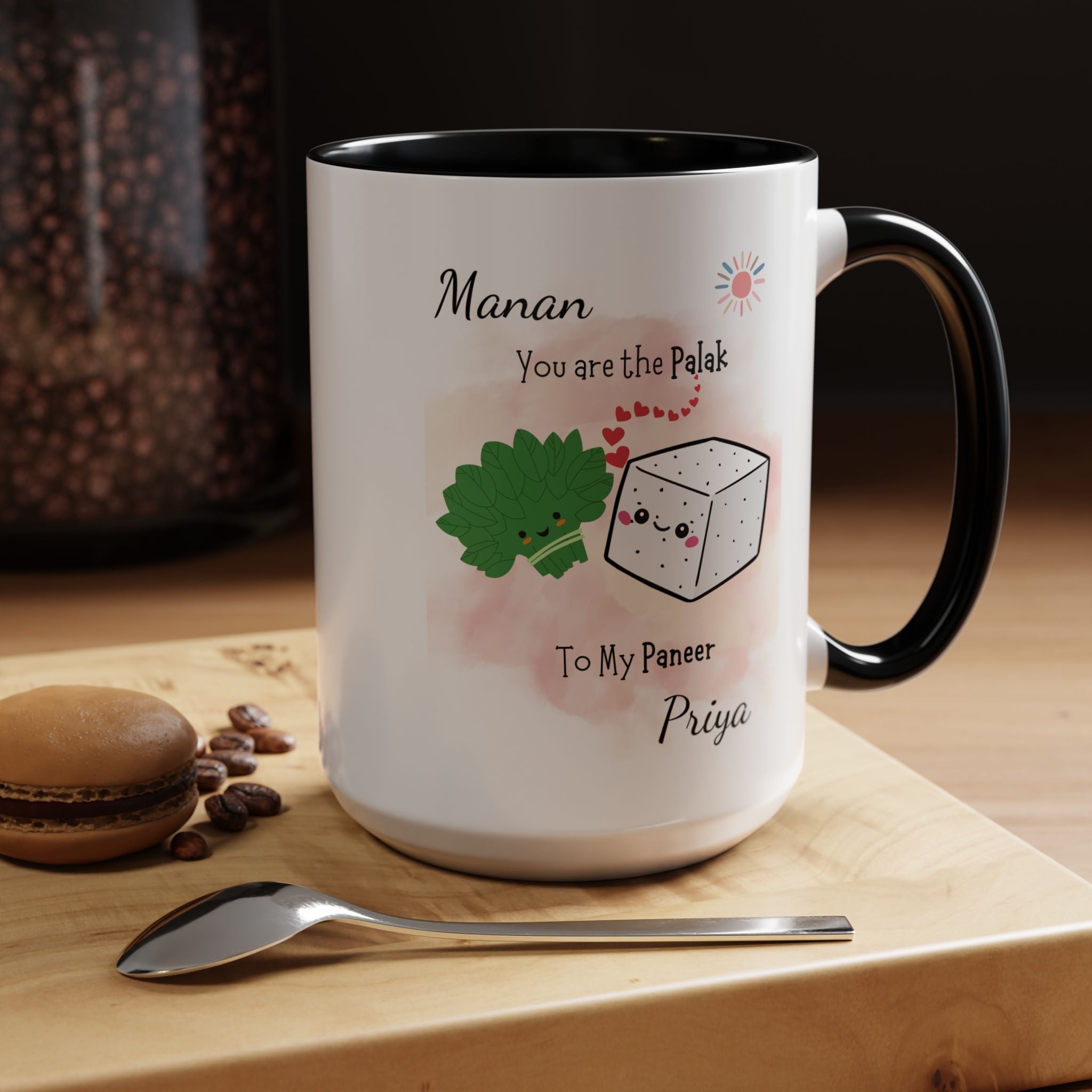 You Are The Palak To My Paneer Desi Roots Romantic Mug, Personalized Mug  Couple Accent Cup, Anniversary, Valentines,  Desi Gift for Him her