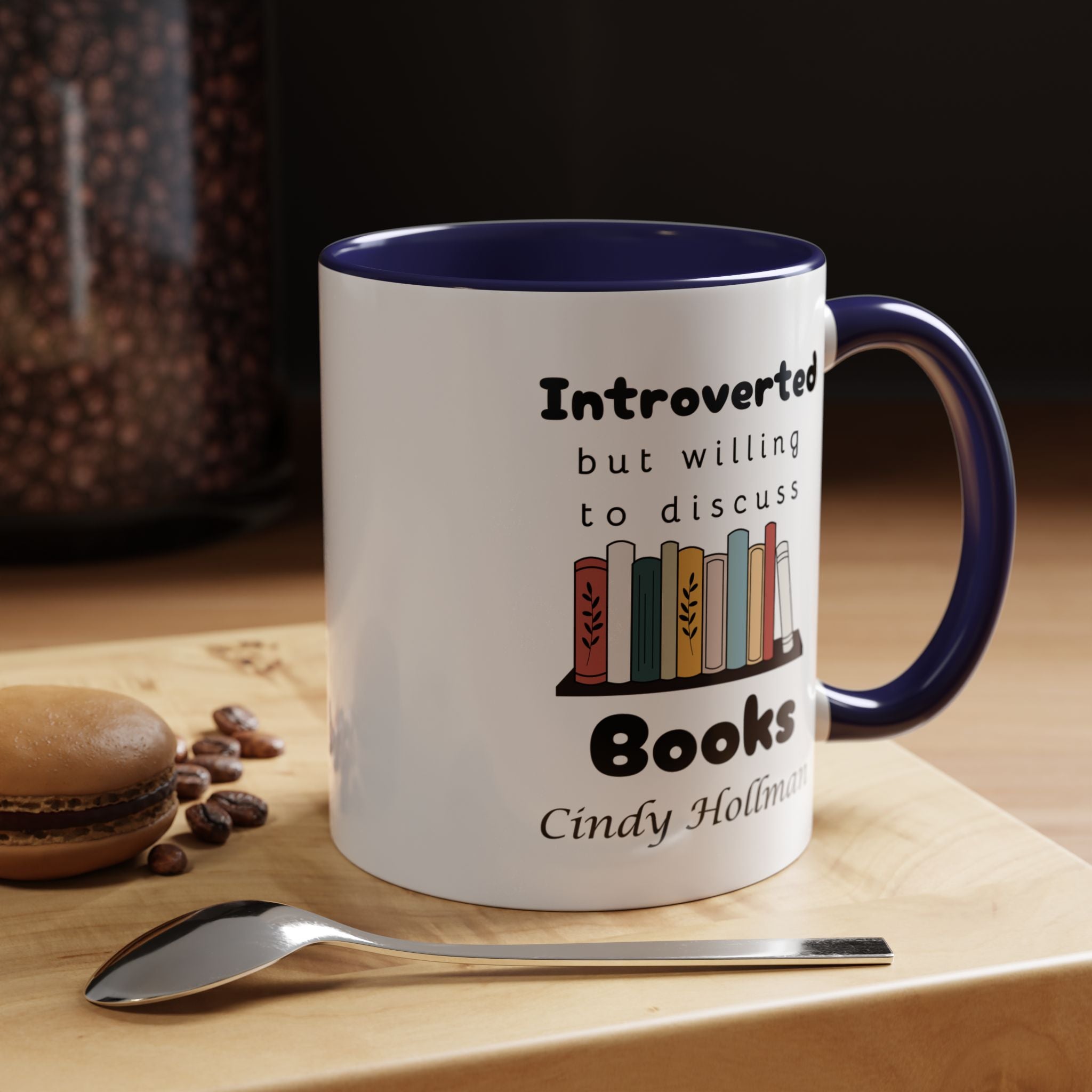 Introverted But Willing To Discuss Books Personalized Accent Coffee Mug (11 and 15oz)