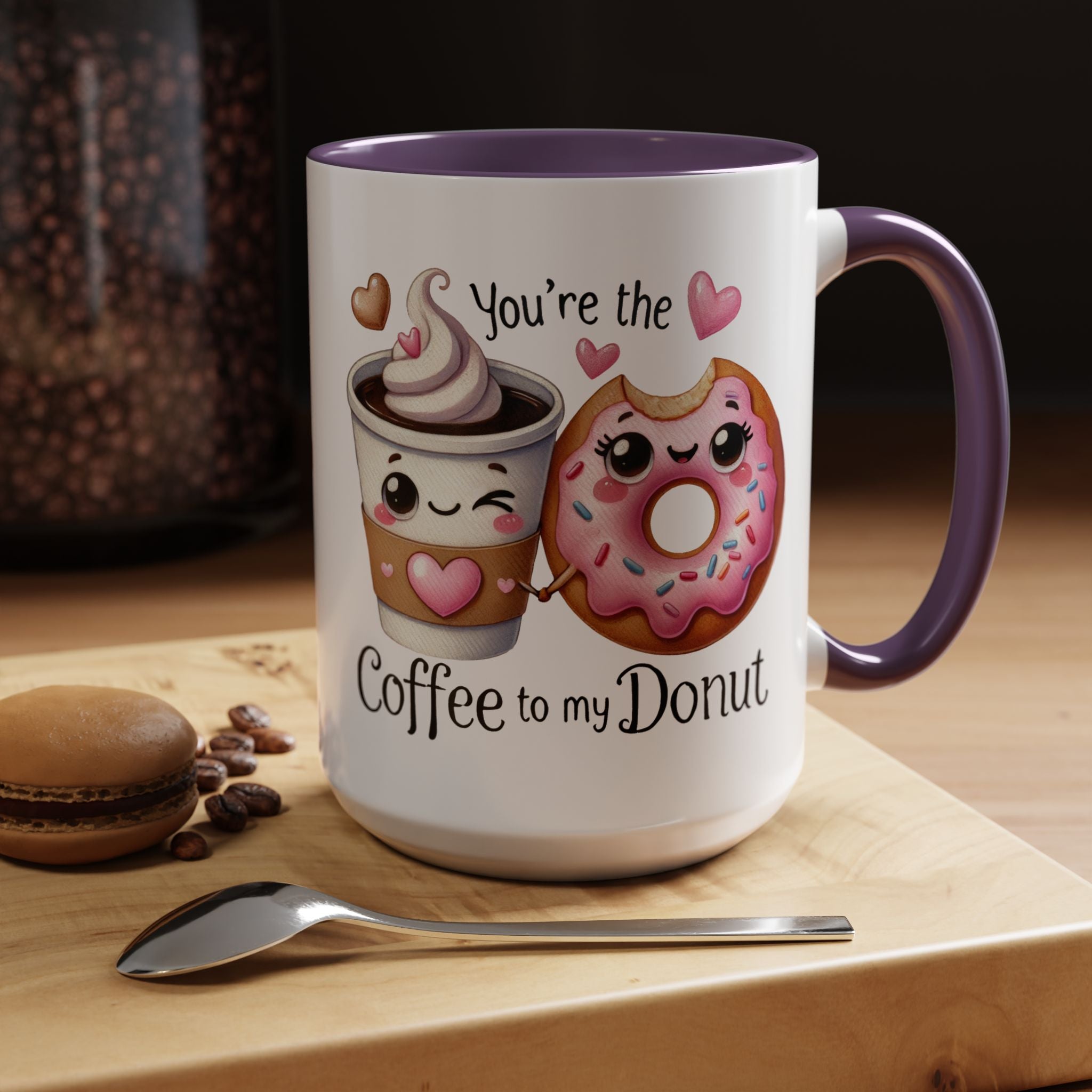 You Are The Coffee To My Donut Personalized Romantic Mug Accent Cup 11/15oz, Anniversary Wedding Valentines Custom Gift Him her Spouse BF GF