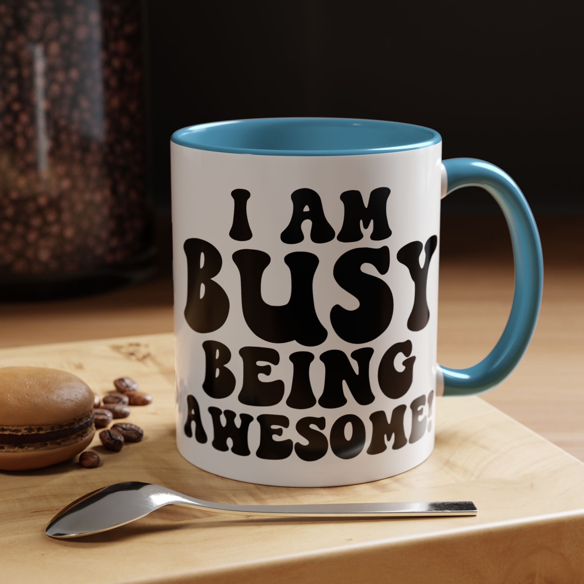 Funny Coffee Mug, Personalized Mug, I am Busy Being Awesome Accent Cup (11, 15oz), Gift Under 20, White Elephant Gift