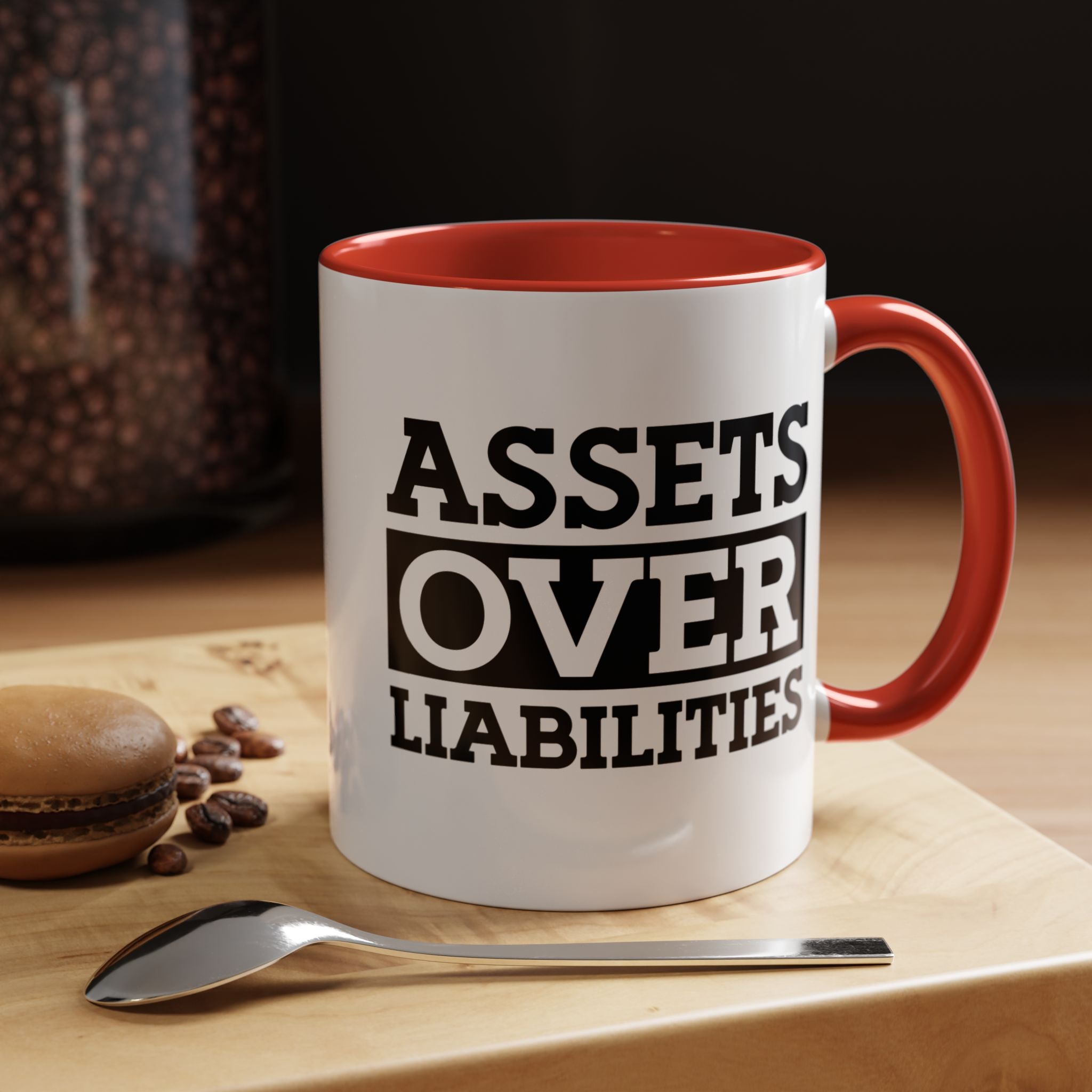Funny Coffee Mug, Personalized Mug, Assets Over Liabilities Accent Coffee Cup (11, 15oz), Gift Under 20, White Elephant, CPA, Accountant Cup
