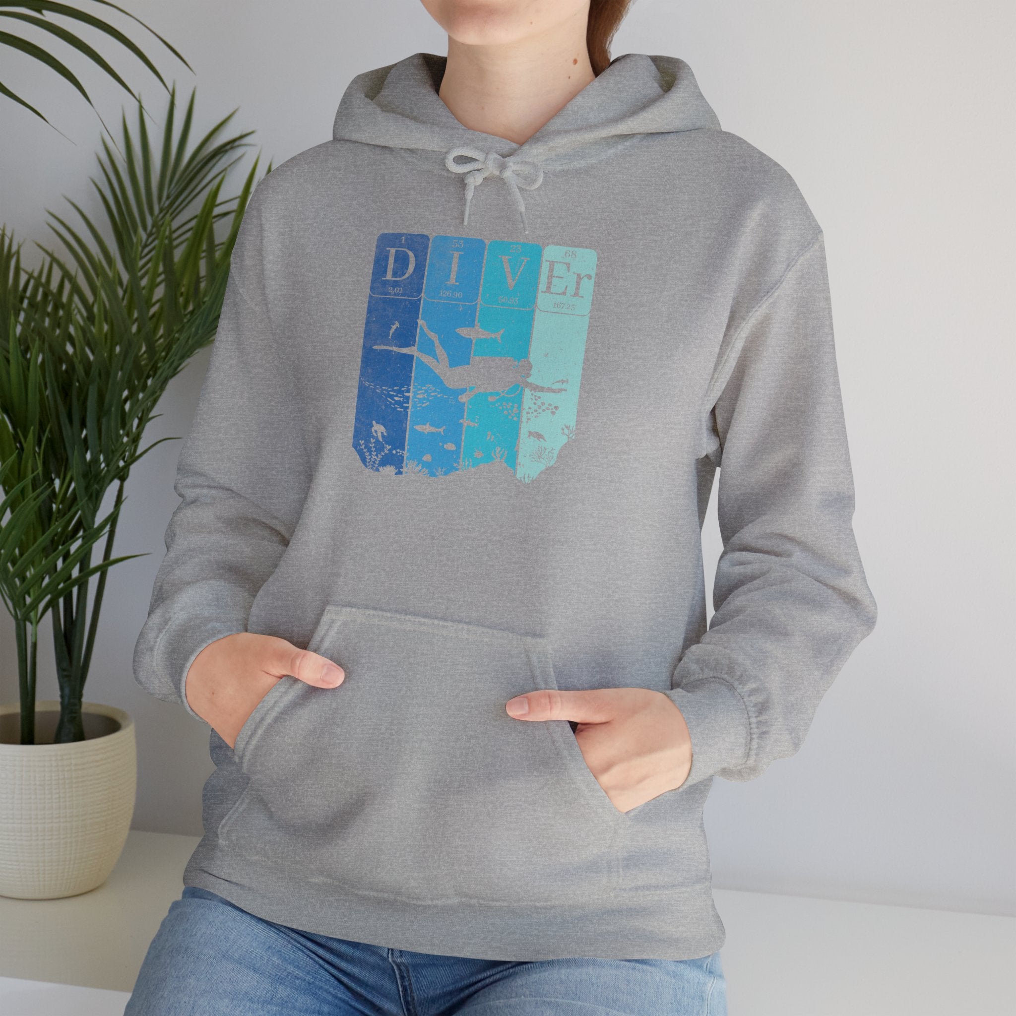 Diver Graphic Hoodie — Vintage Ocean Scuba Hooded Sweatshirt