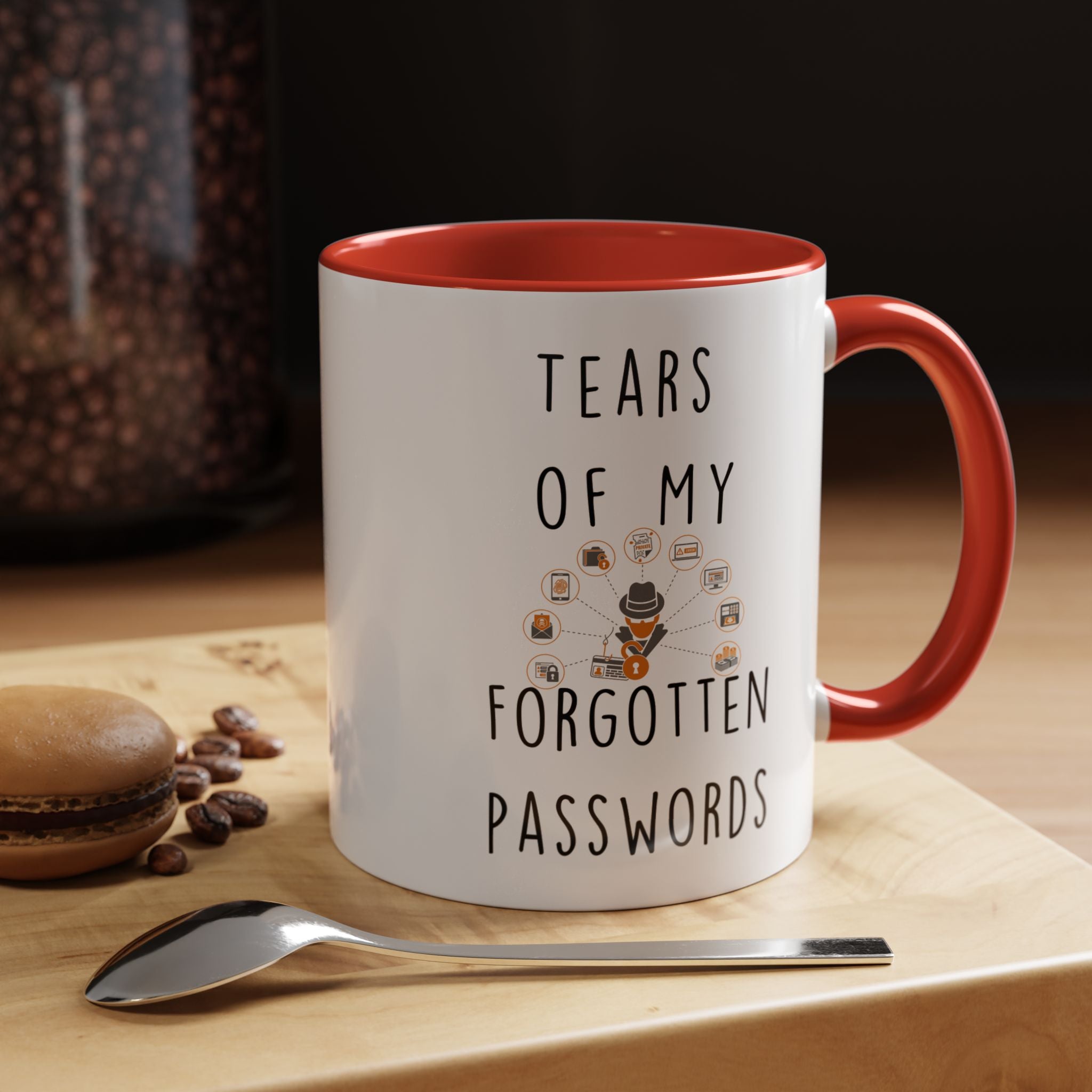 Funny Coffee Mug, Personalized Mug, Tears Of My Forgotten Passwords, Accent Cup (11, 15oz), Sarcastic Mug,  Tea Coffee Cup, Gift Under 20