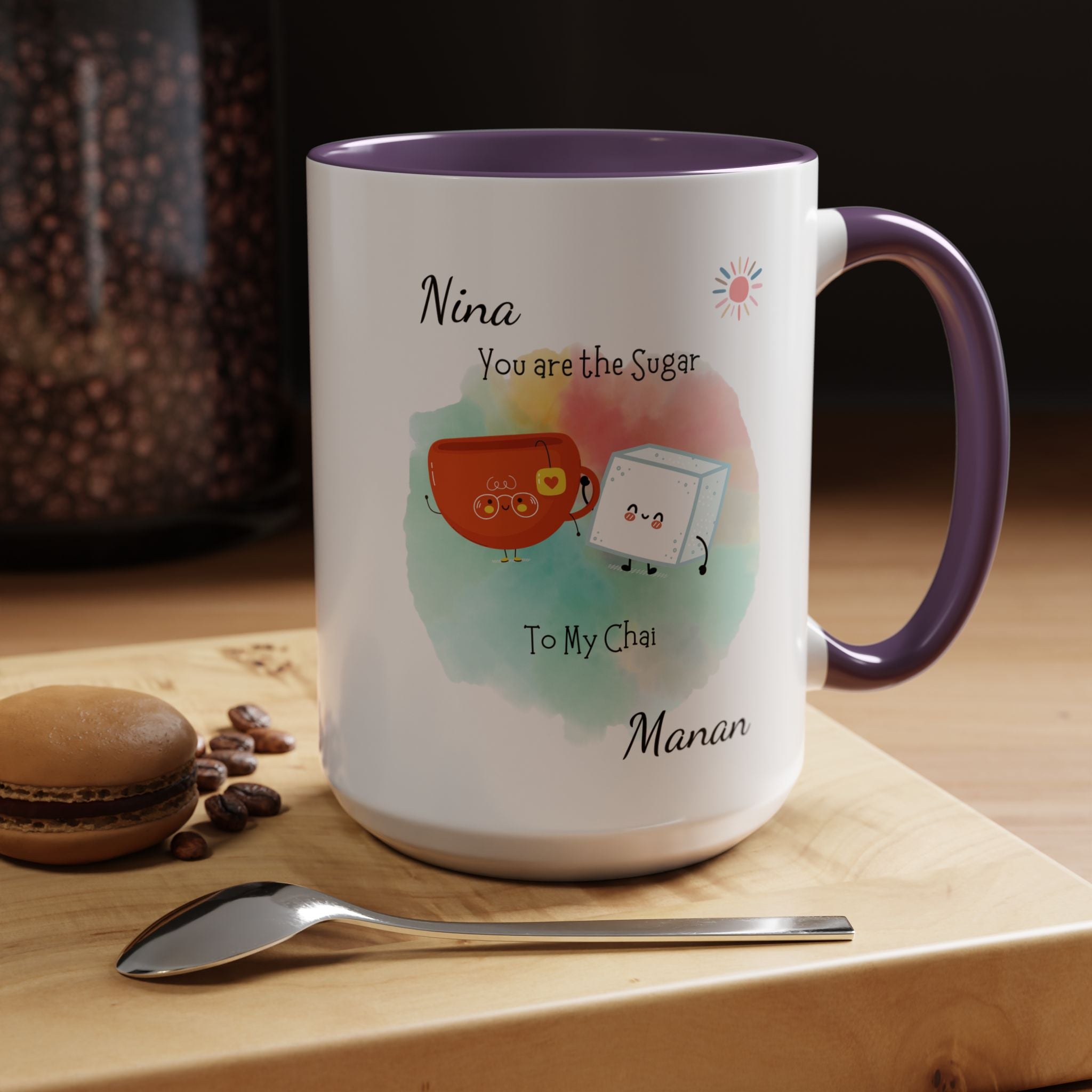 You Are The Sugar To My Chai Personalized Romantic Mug Accent Cup 11/15oz, Anniversary Wedding Valentines Custom Gift Him her Spouse BF GF