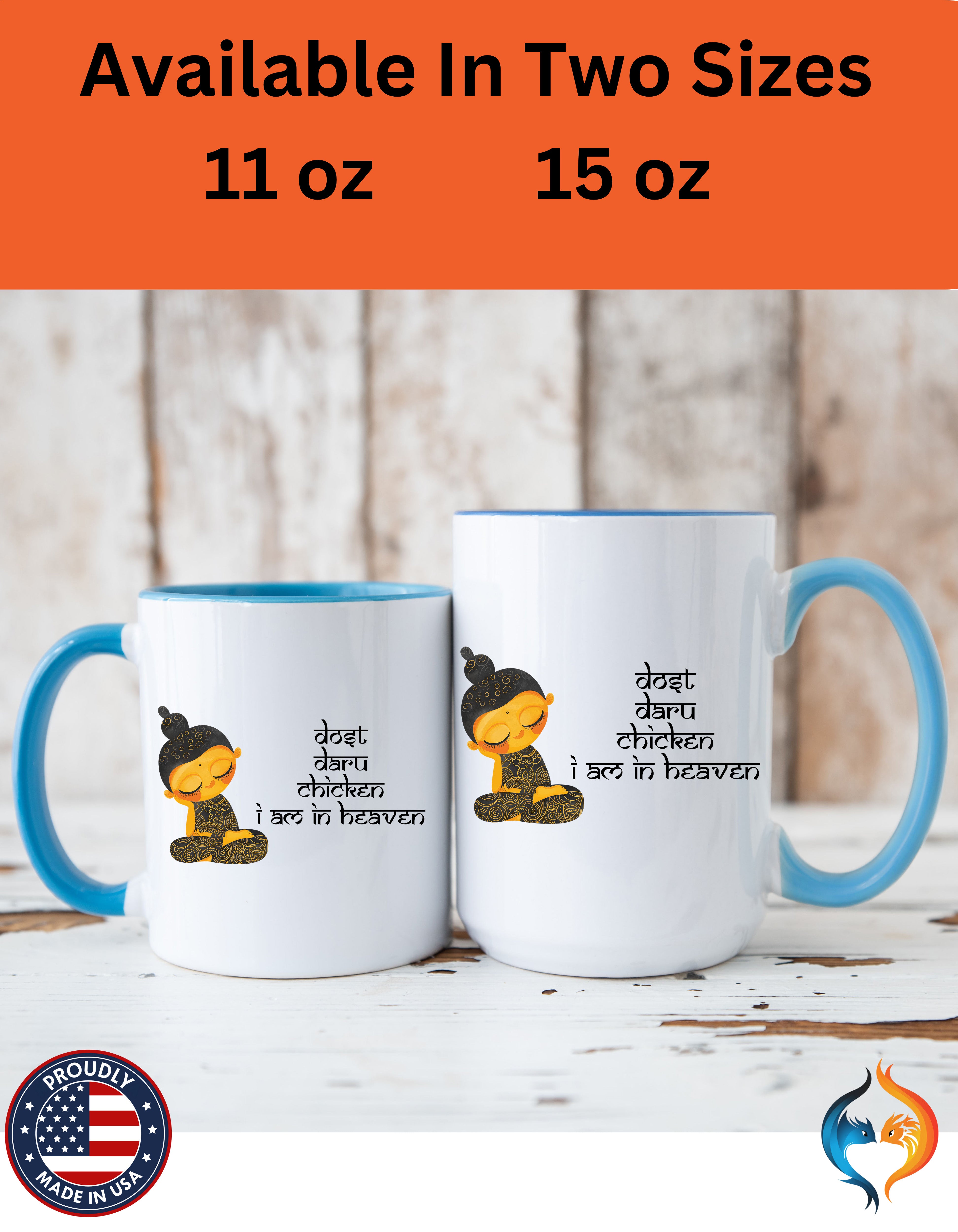Roots Dost Daru Chicken I am in Heaven Cup Mug Lifestyle Mockup | Nutty Designs