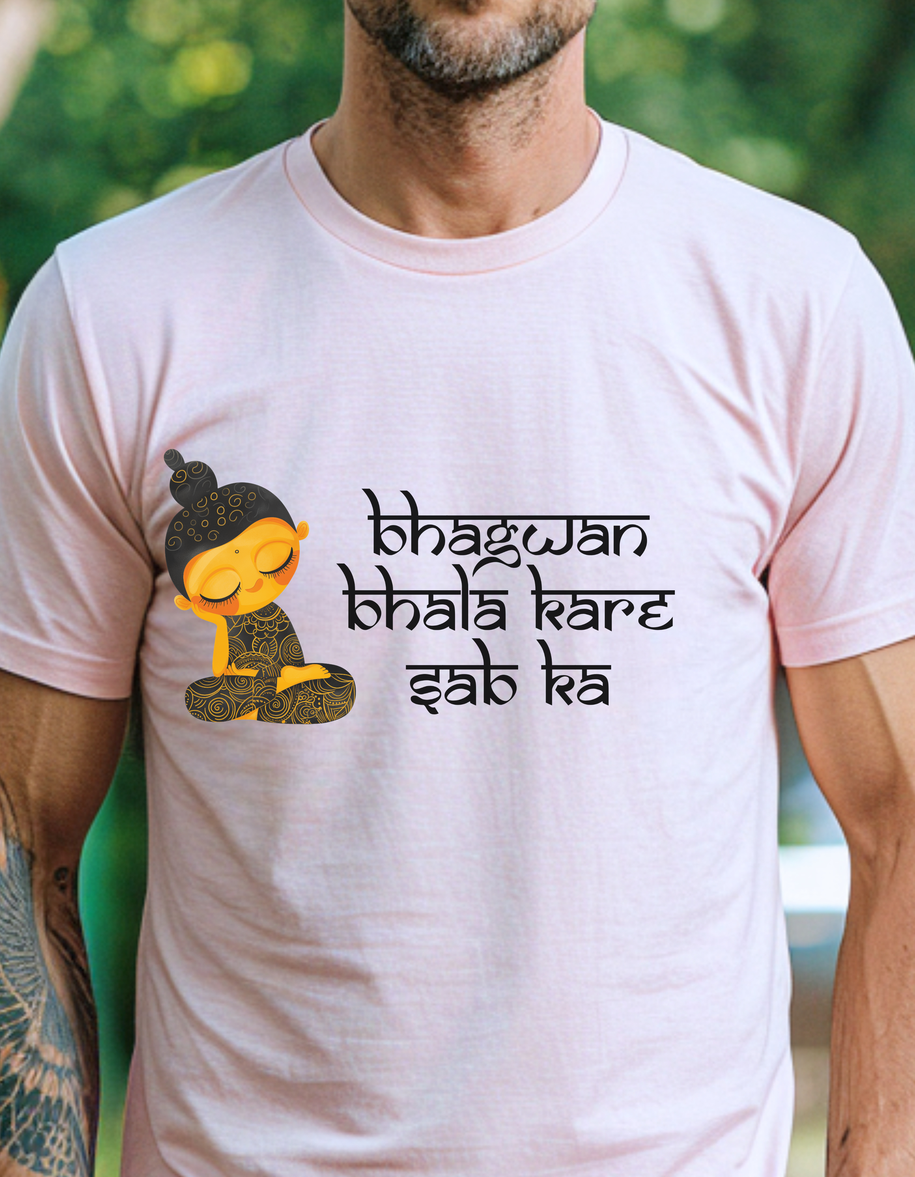 Bhagwan Bhala Kare Sab Ka Hindi Prayer Shirt T-Shirt Lifestyle Mockup | Nutty Designs