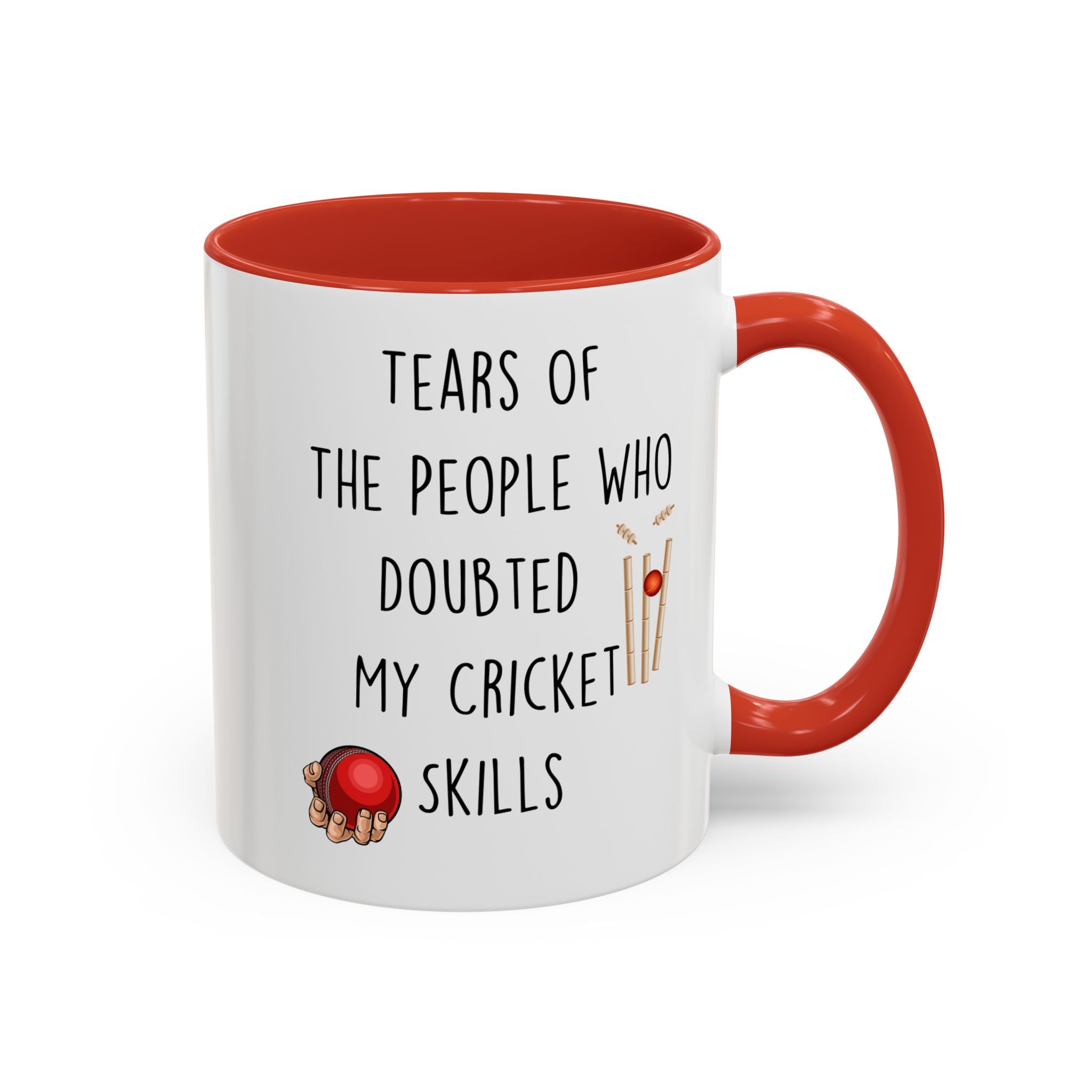 Funny Coffee Mug, Personalized Mug, Tears Of The People Who Doubted My Cricket Skills Accent Cup (11, 15oz), Sarcastic Mug, Gift Under 20