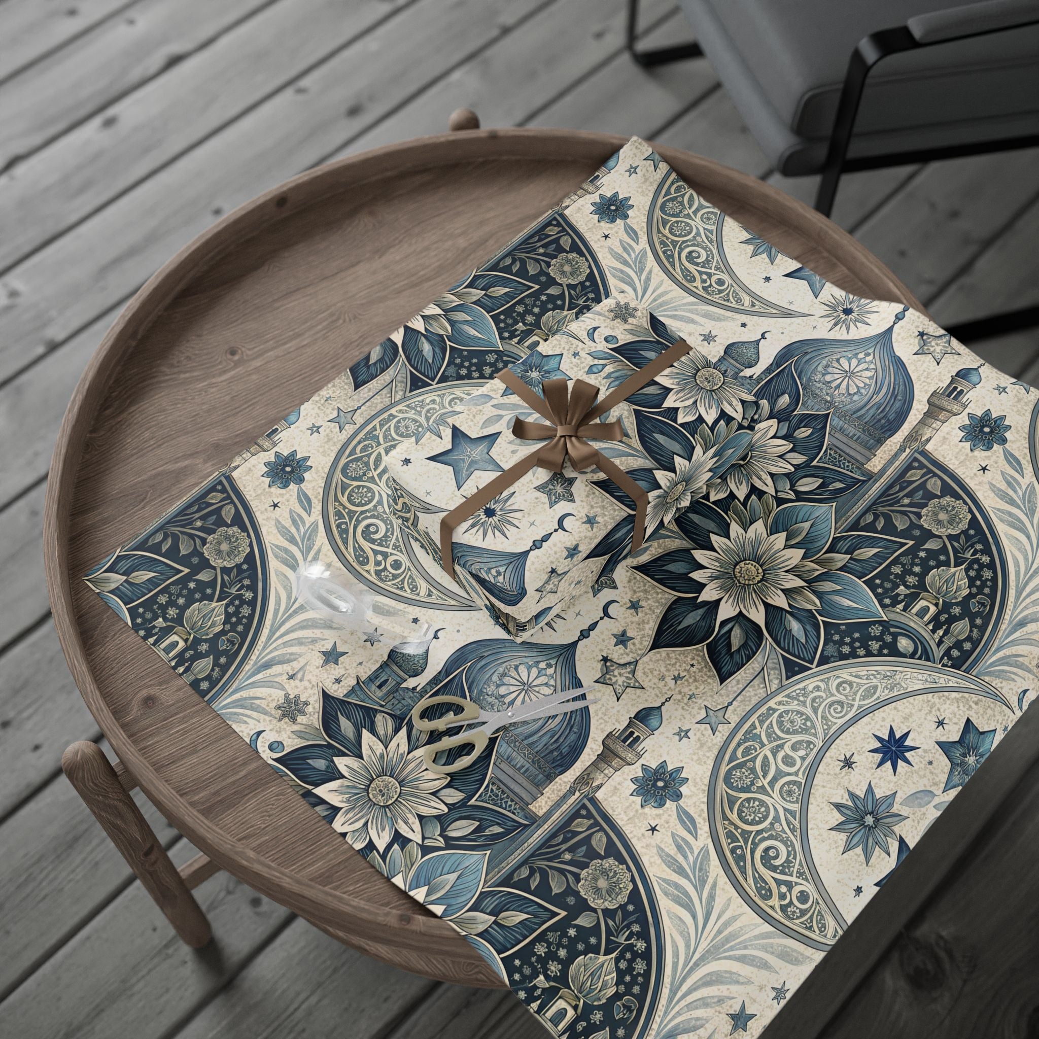Ramadan Wrap Paper - Islamic Gift Wrap With Nights Mosque, Moon and Stars Design