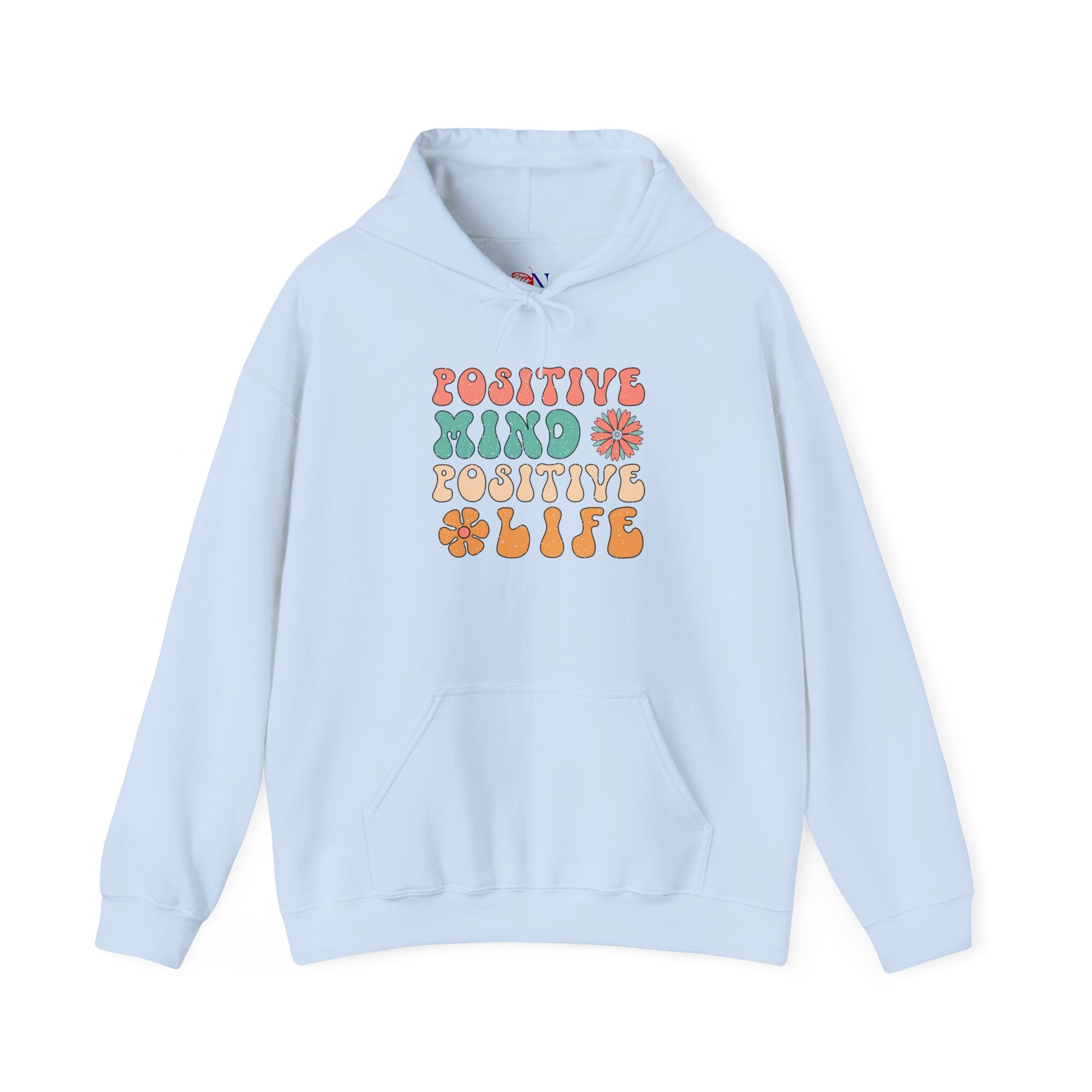 Positive Mind Positive Life Hoodie — Retro Flower Graphic Sweatshirt