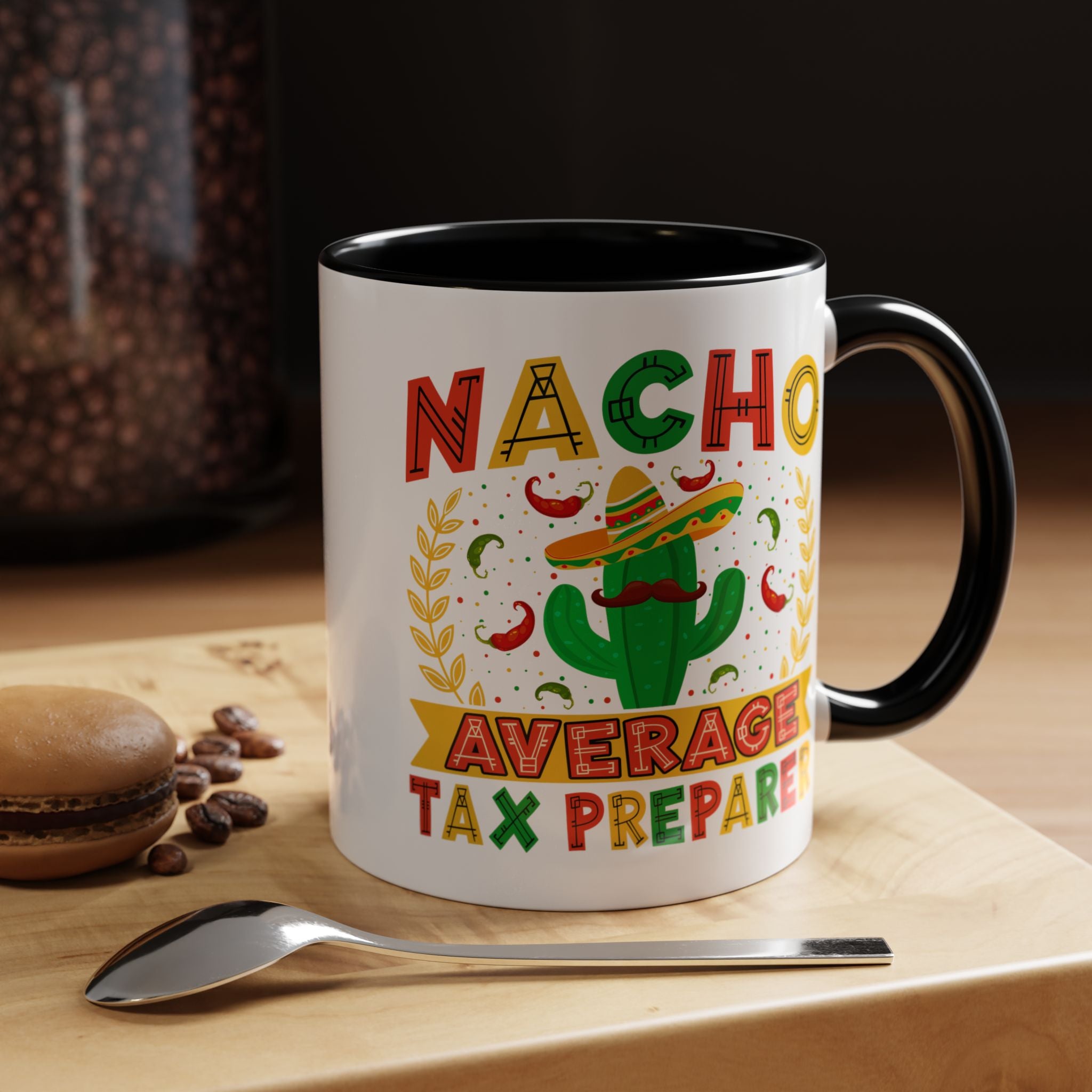 Funny Coffee Mug, Personalized Mug, Nacho Average Tax Preparer, Biking Lover Accent Cup (11, 15oz), Gift Under 20, White Elephant gift