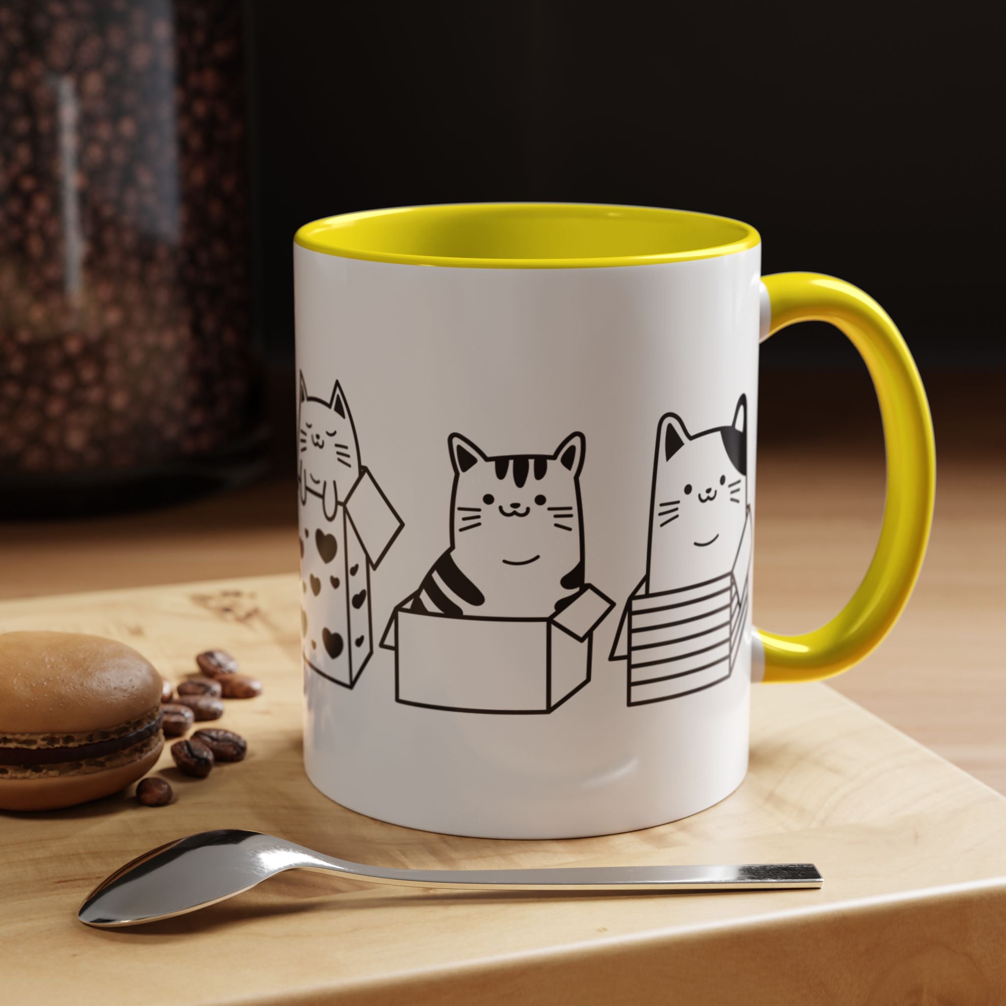 Funny Coffee Mug, Personalized Mug, Boxes Full Of Cats Accent Coffee Cup (11, 15oz), Gift Under 20, White Elephant, Cat & pet lover gift
