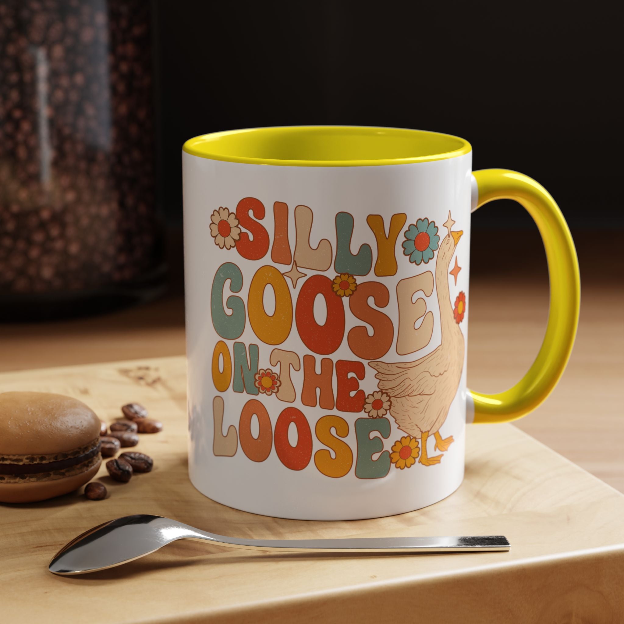 Funny Coffee Mug, Personalized Mug, Silly Goose On The Loose Accent Coffee Cup (11, 15oz), Gift Under 20, White Elephant, Animal Lover Gift
