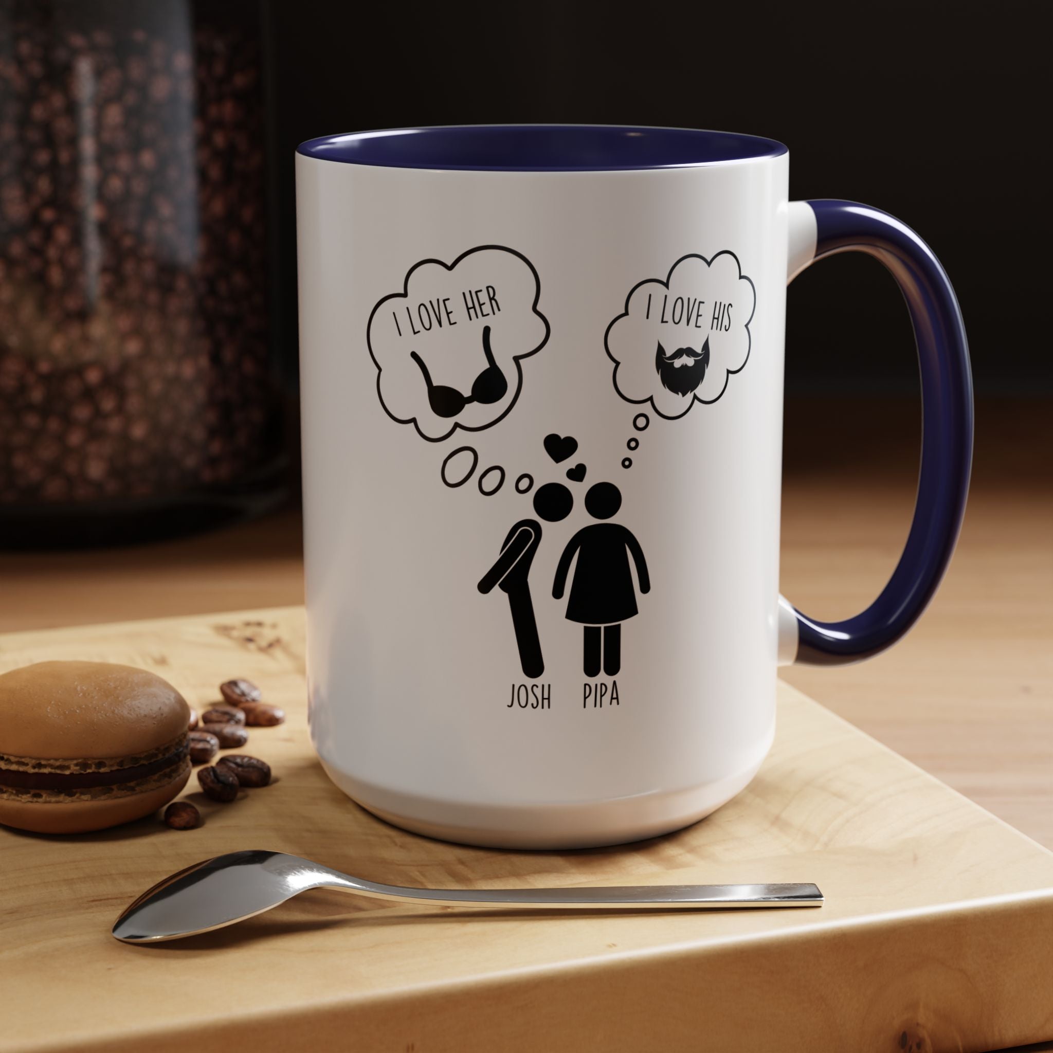 Love His Beard Love Her Boobs Personalized Romantic Dirty Valentine Gift Mug,  Accent Cup 11/15oz, Anniversary  Custom Couple V-Day Gift