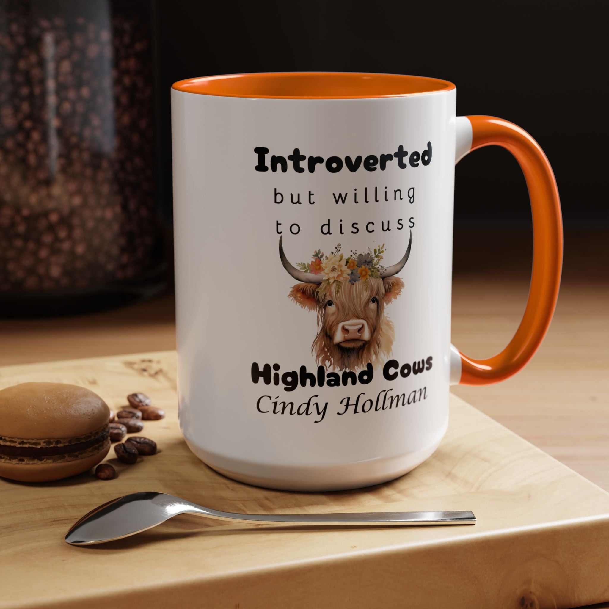 Funny Introverted Highland Cow Accent Coffee Mug (11, 15oz)