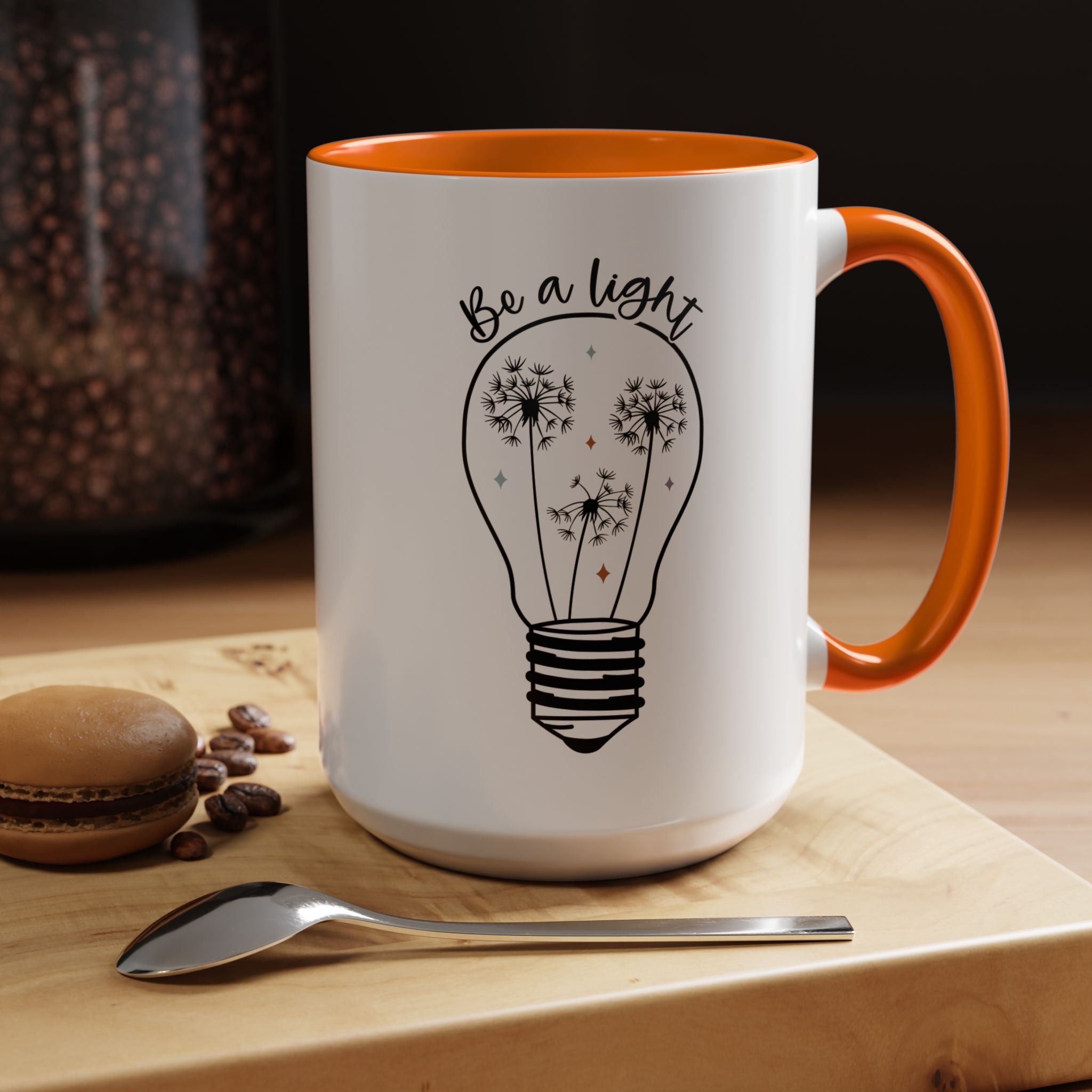 Funny Coffee Mug, Personalized Mug, Be a Light Accent Coffee Cup (11, 15oz), Gift Under 20, White Elephant, Inspirational, Motivational gift