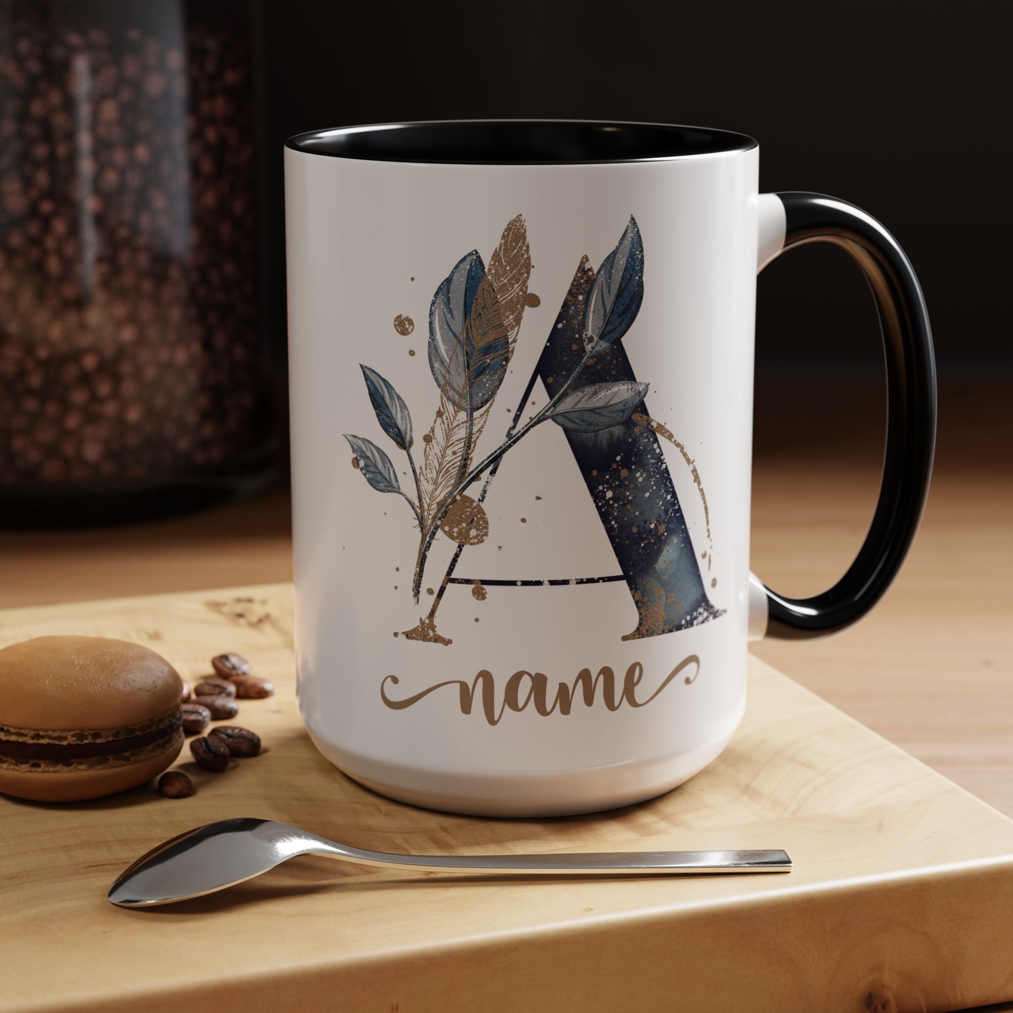 Personalized Floral Initial Coffee Mug for her, Custom Name Mug, Wedding Favor, Unique Home Décor Coffee Cup, Girlfriend Gift, Monogram Mug