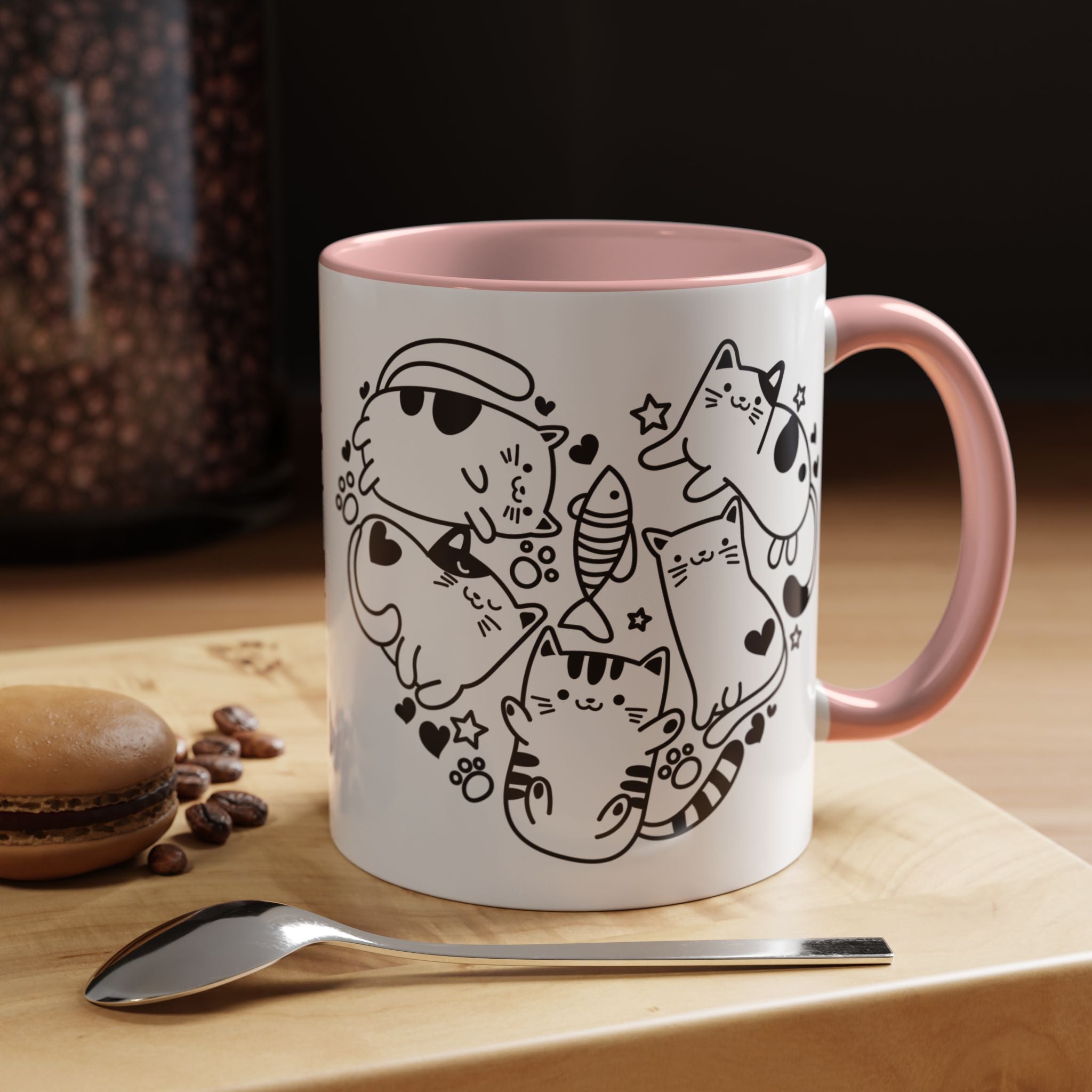 Funny Coffee Mug, Personalized Mug, Heart Full Of Cats Accent Coffee Cup (11, 15oz), Gift Under 20, White Elephant, Cat & pet lover gift