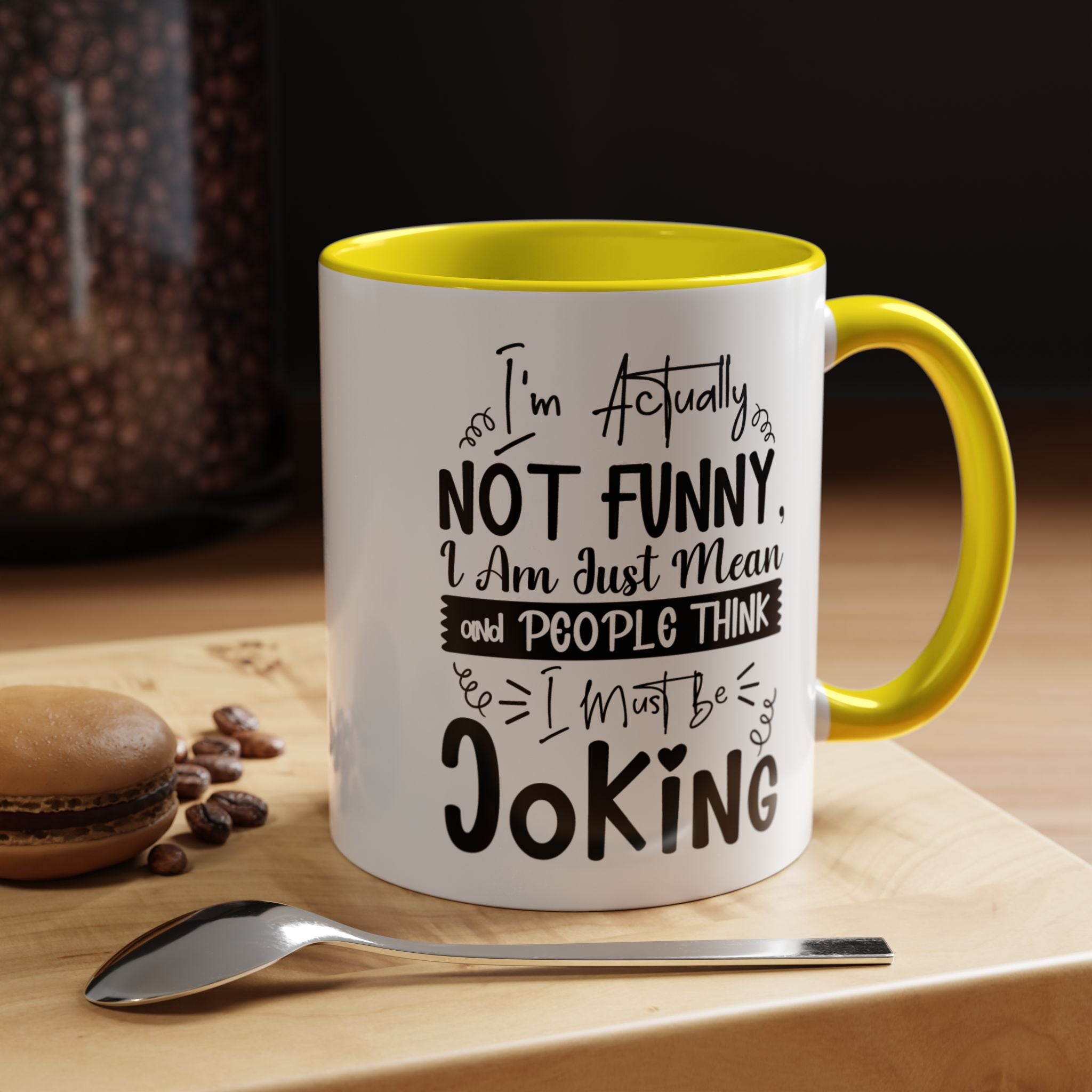 Funny Coffee Mug, Personalized Mug, I'm actually not funny Accent Cup (11, 15oz), Gift Under 20, White Elephant gift, Sarcastic Cup