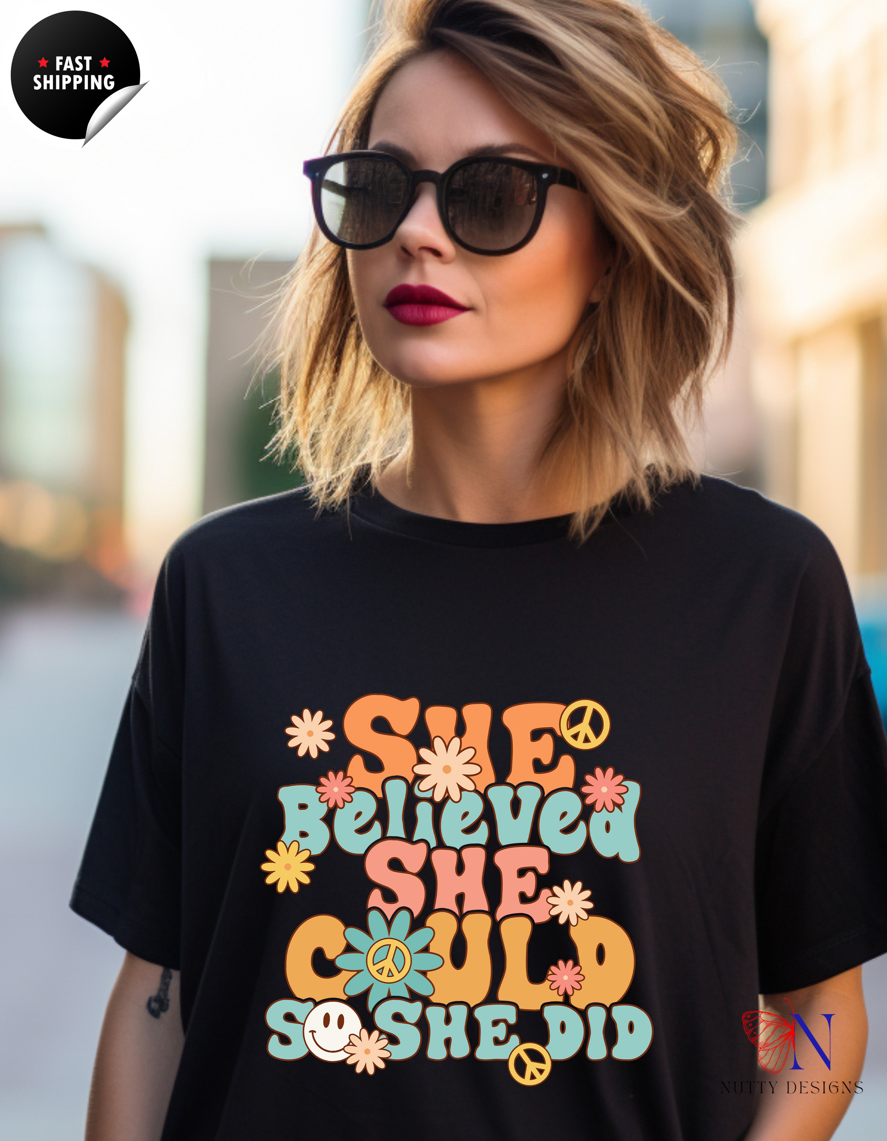 She Believed She Could So She Did tshirt, Motivational tee, Inspirational t-shirt, Encouraging shirt