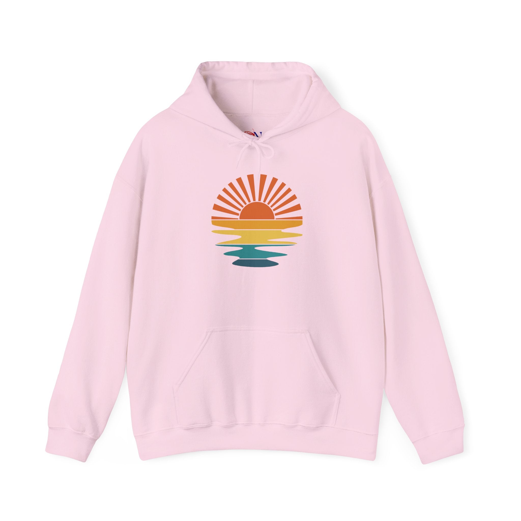 Sunset Minimalist Hoodie — Retro Sunrise Graphic Hooded Sweatshirt