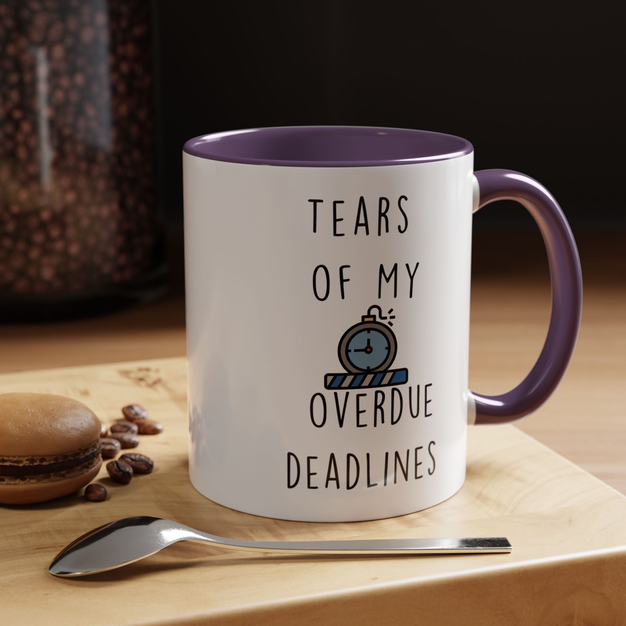 Funny Coffee Mug, Personalized Mug, Tears Of My Overdue Deadlines, Accent Cup (11, 15oz), Sarcastic Mug,  Tea Coffee Cup, Gift Under 20