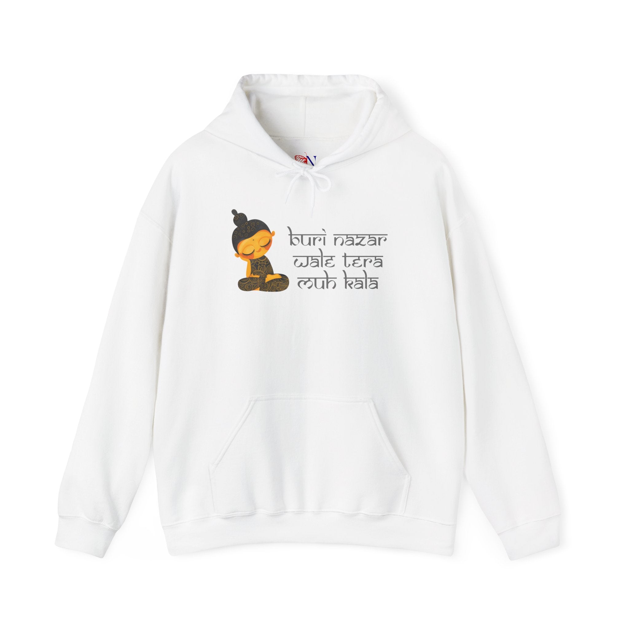 Meditating Buddha Hoodie — "Buri Nazar Wale Tera Kuch Nahi" Graphic Sweatshirt