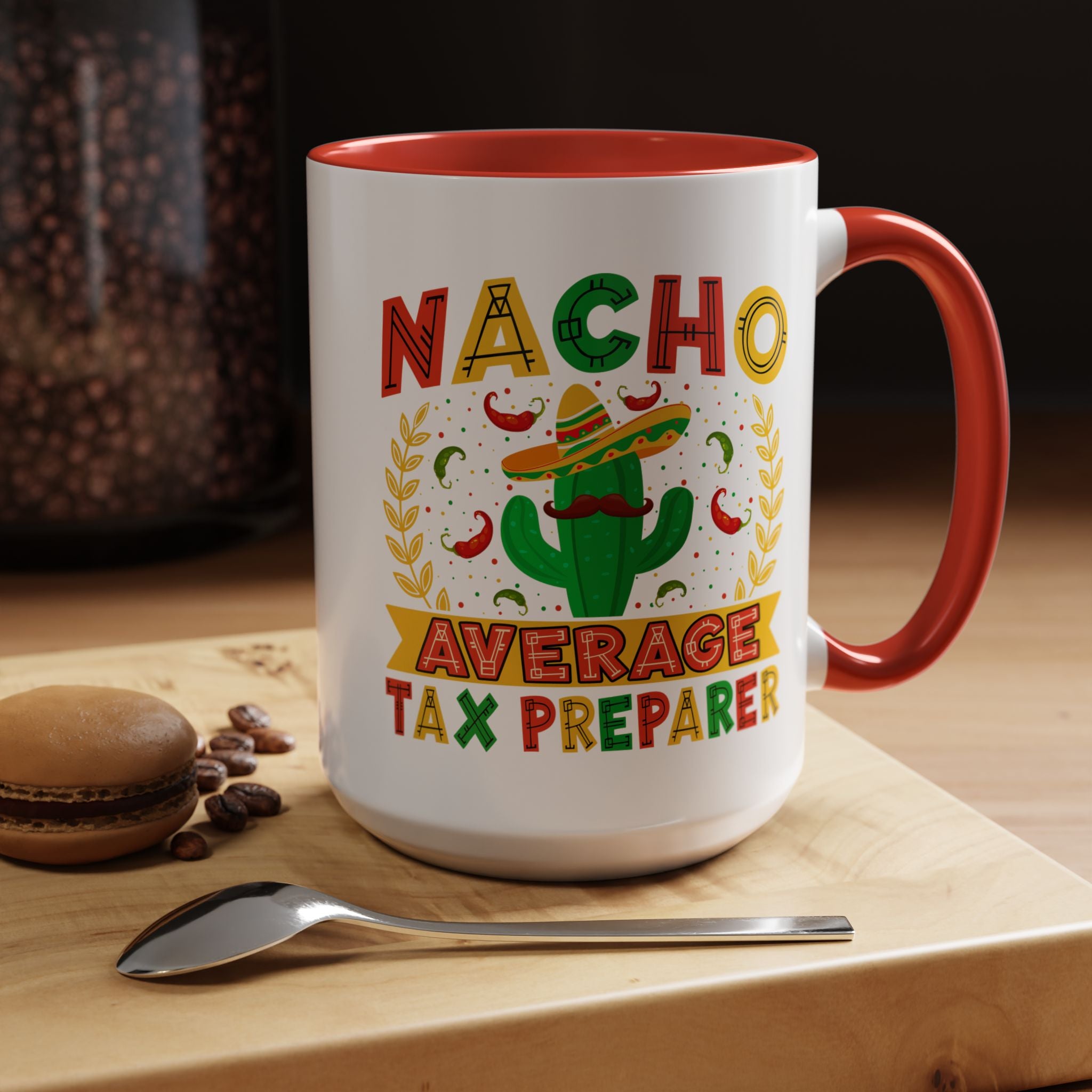 Funny Coffee Mug, Personalized Mug, Nacho Average Tax Preparer, Biking Lover Accent Cup (11, 15oz), Gift Under 20, White Elephant gift
