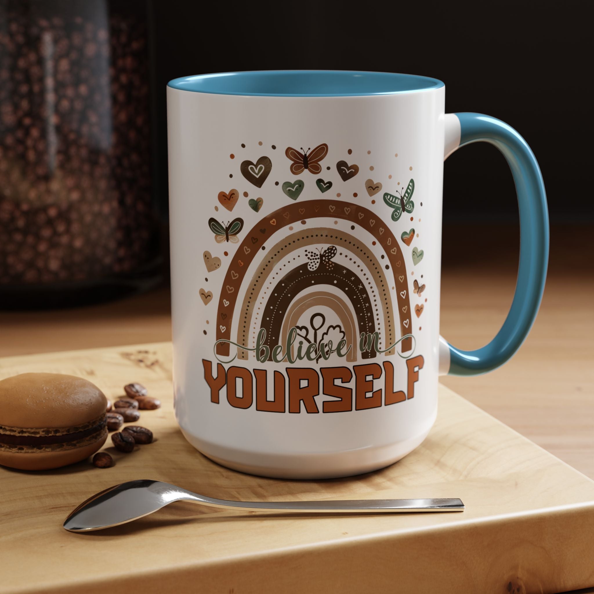 Personalized Mug, Believe In Yourself Accent Coffee Cup (11, 15oz), Gift Under 20, White Elephant, Inspirational, Motivational gift