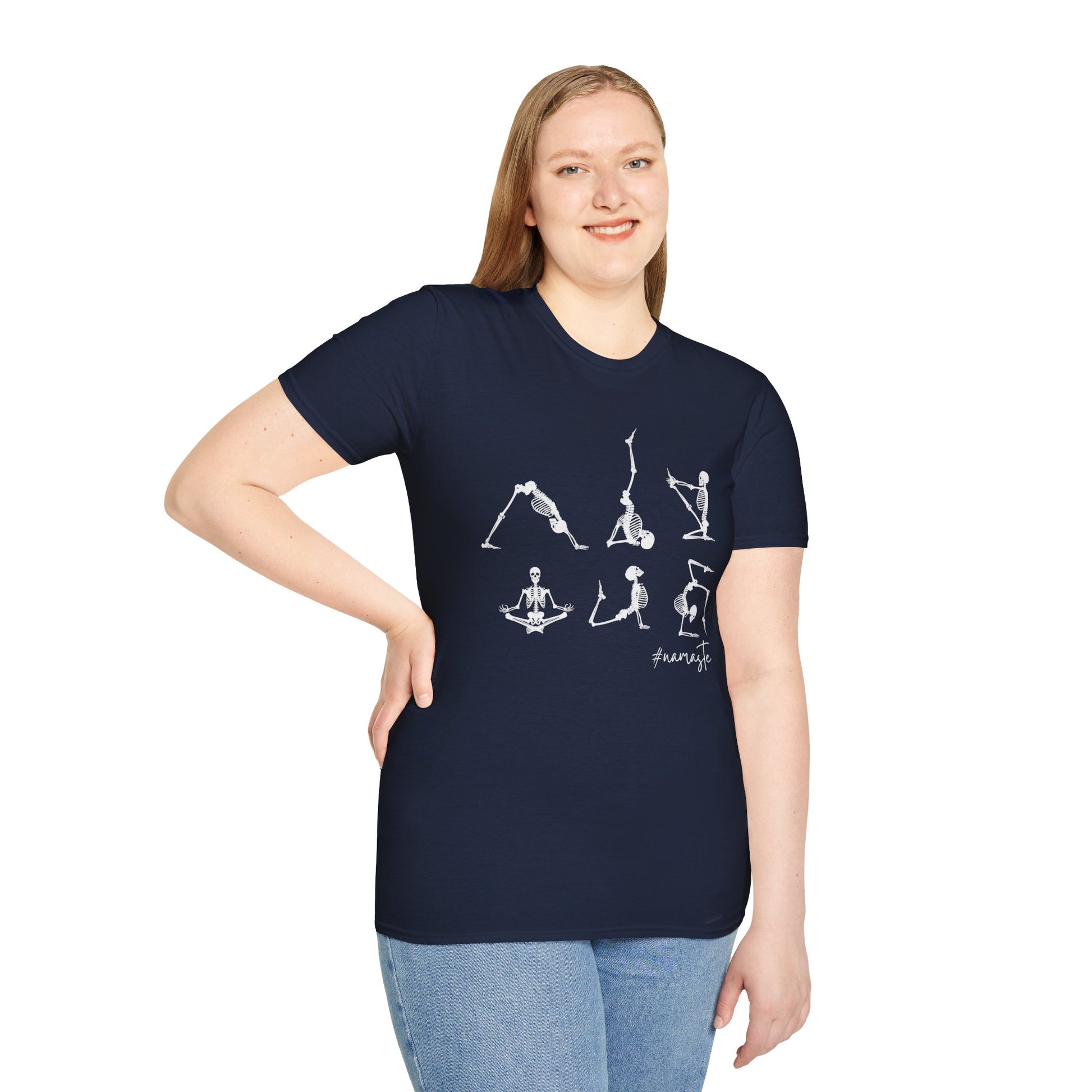 Namaste , Skeleton Doing Yoga T-Shirt Lifestyle Mockup | Nutty Designs