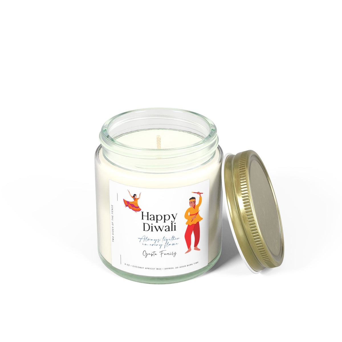 Personalized Diwali Candle – Dancing Couple II Gift, 4 oz or 9 oz