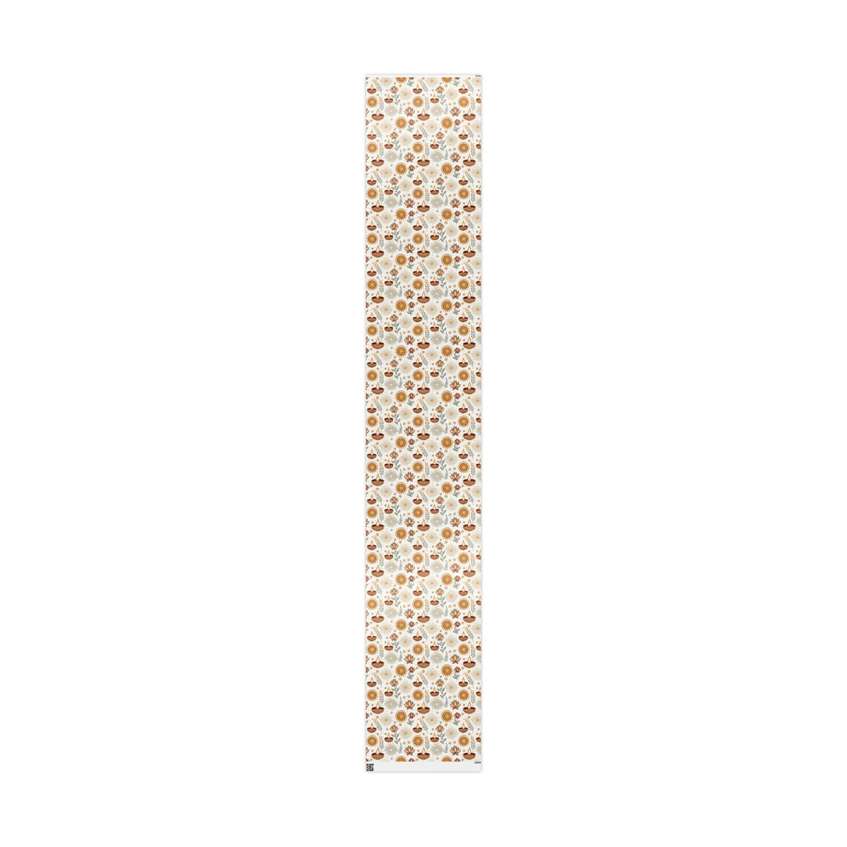 Diwali Wrapping Paper Roll - Ivory Botanical Diyas Indian Gift Wrap