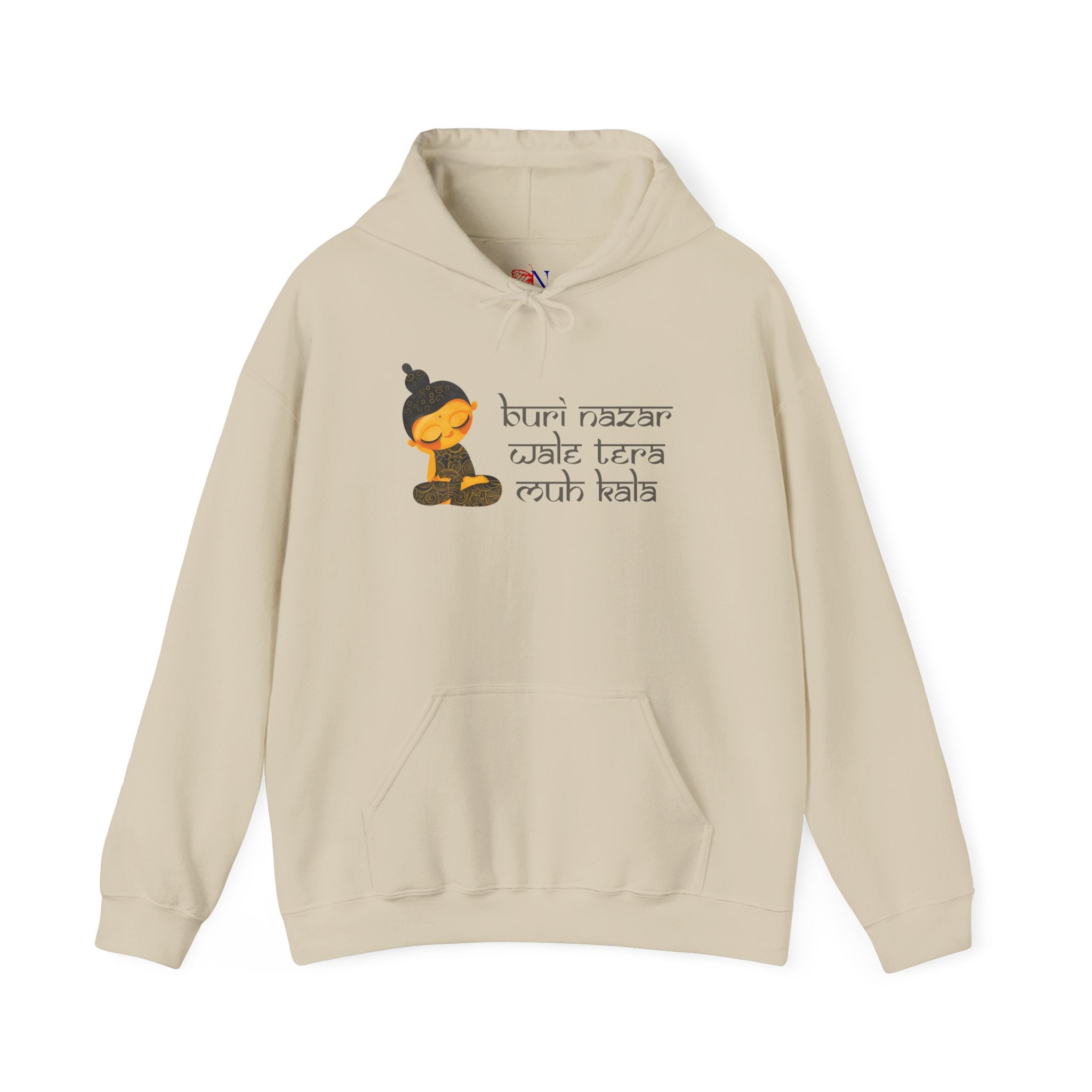 Meditating Buddha Hoodie — "Buri Nazar Wale Tera Kuch Nahi" Graphic Sweatshirt