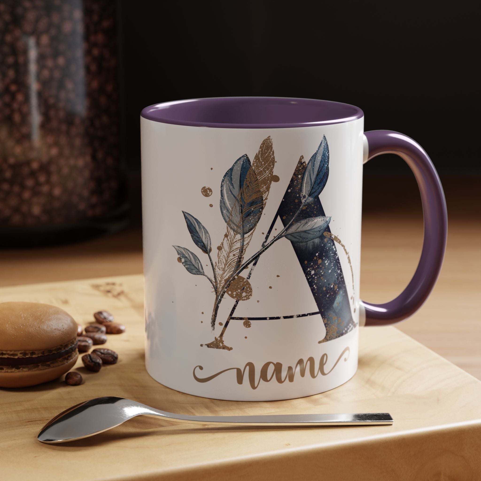 Personalized Floral Initial Coffee Mug for her, Custom Name Mug, Wedding Favor, Unique Home Décor Coffee Cup, Girlfriend Gift, Monogram Mug