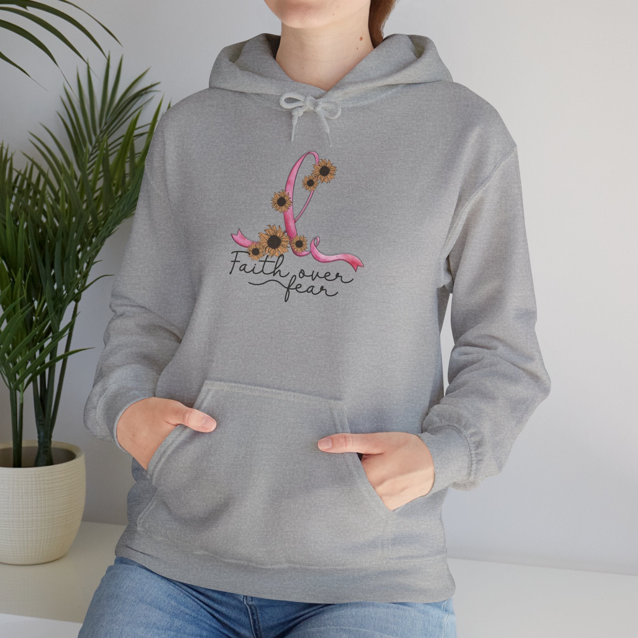 Faith Over Fear Floral Hoodie — Inspirational Women's Pullover