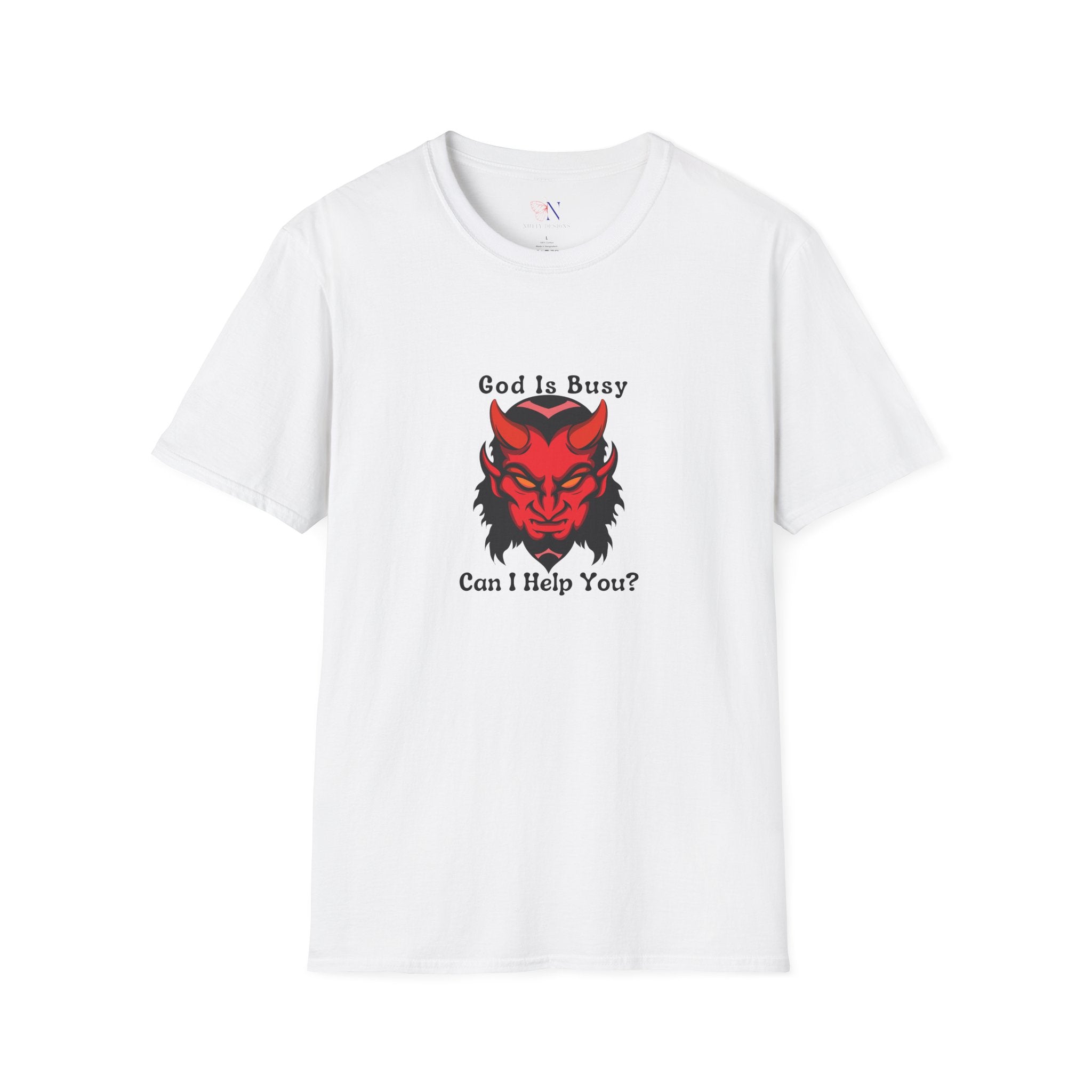God Is Busy Dark , atheist religious T-Shirt Lifestyle Mockup | Nutty Designs