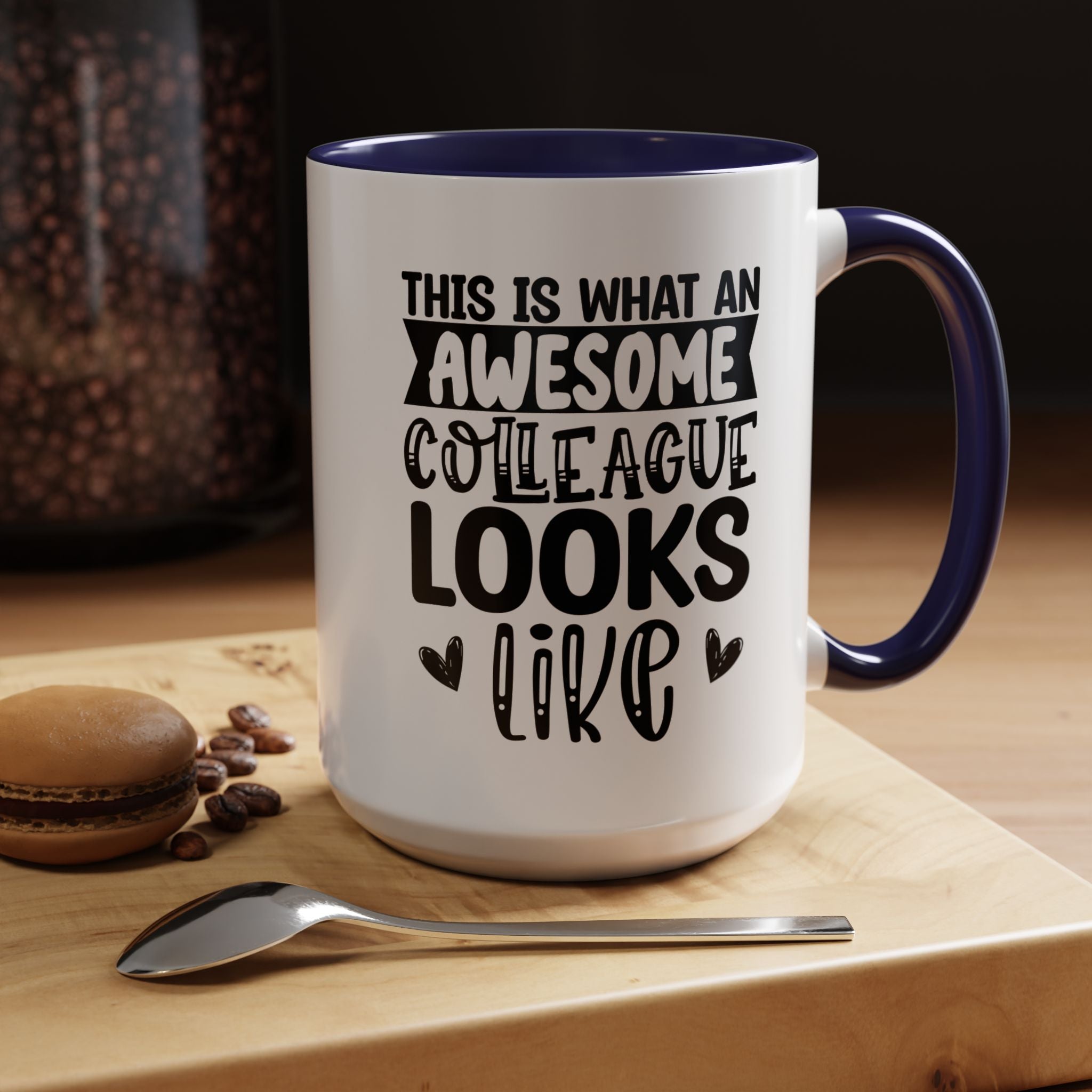 Funny Coffee Mug, Personalized Mug, This Is What An Awesome Colleague Looks Like Accent Cup (11, 15oz), Gift Under 20, White Elephant