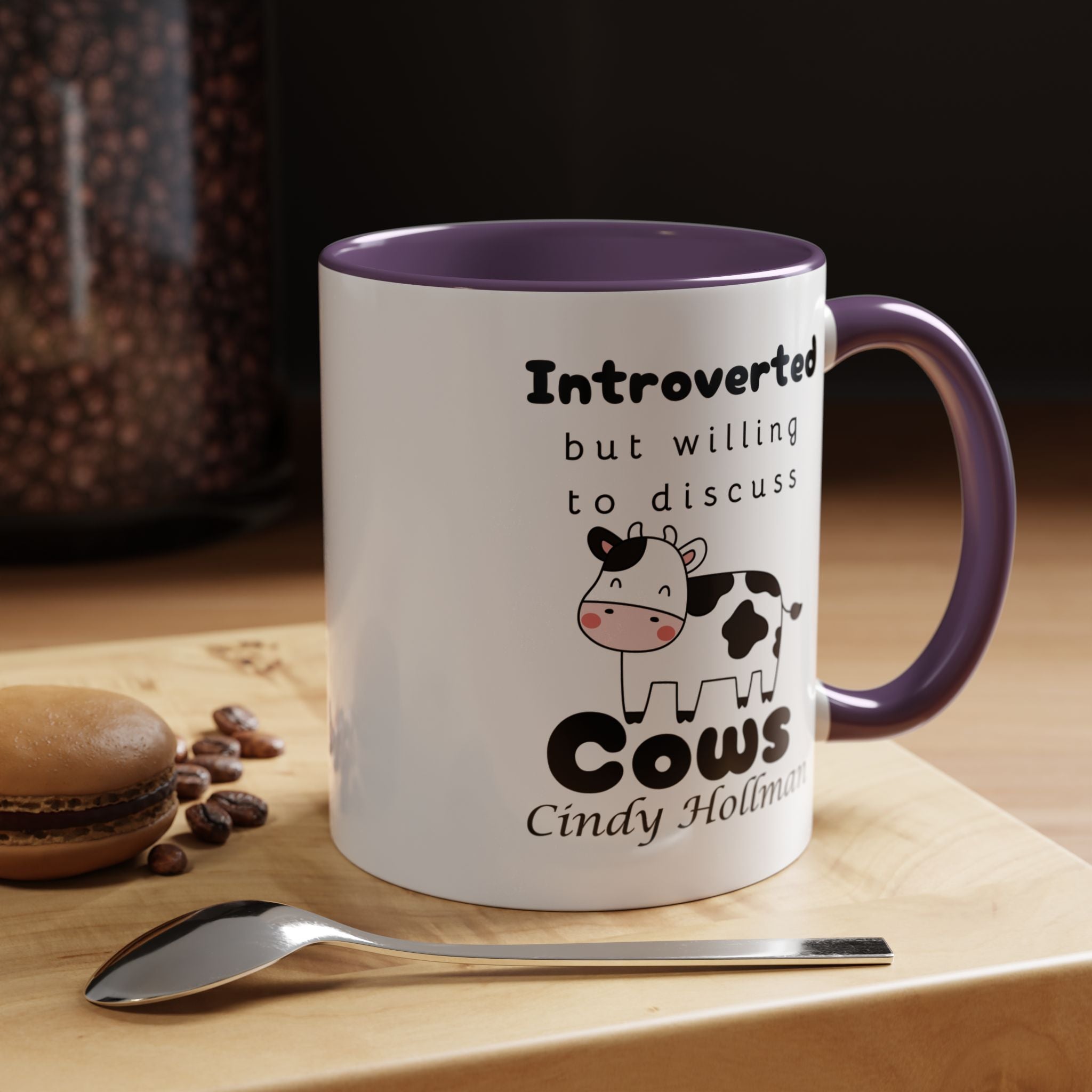 Funny Coffee Mug, Introverted But Willing To Discuss Cows Personalized Accent Coffee Mug (11 and 15oz)