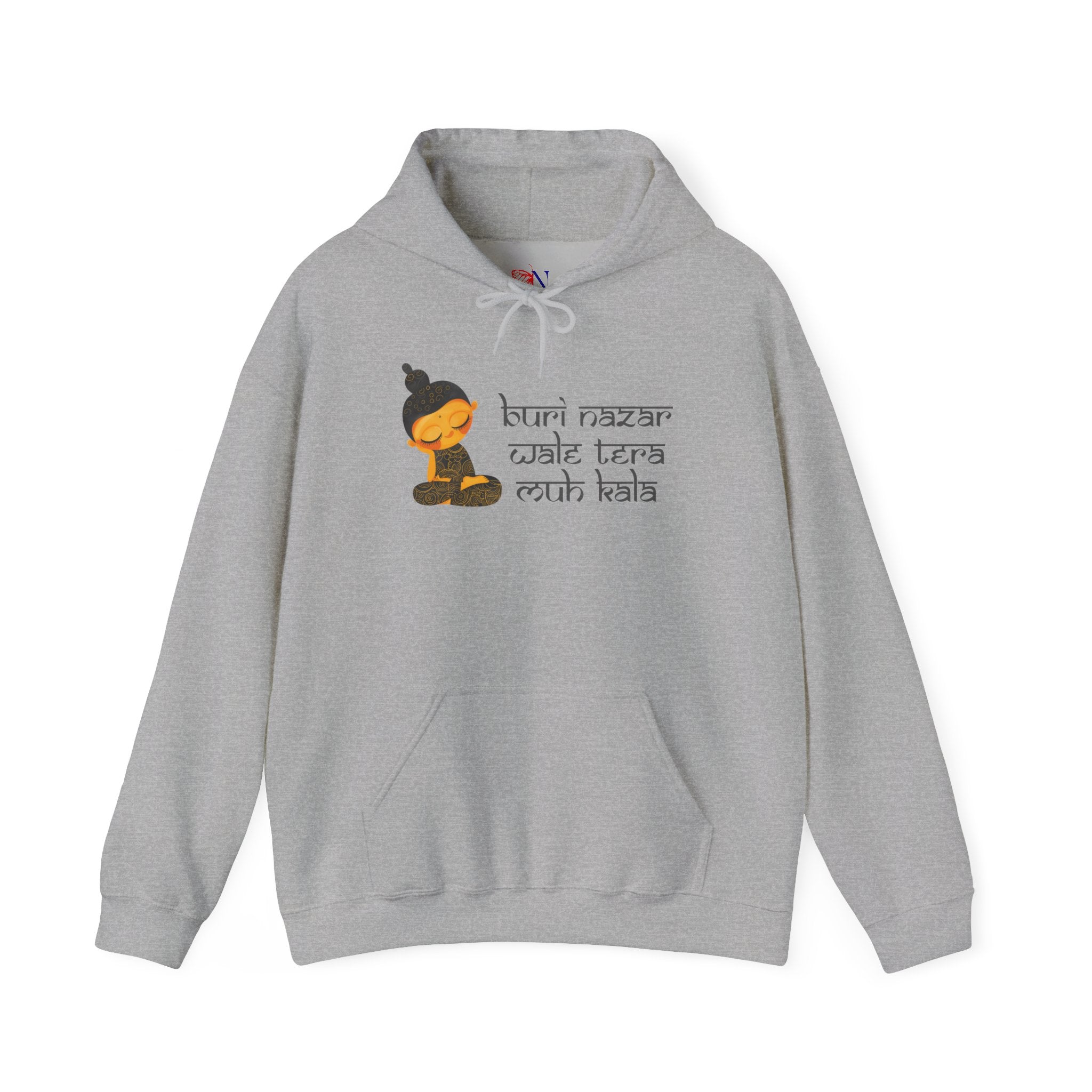 Meditating Buddha Hoodie — "Buri Nazar Wale Tera Kuch Nahi" Graphic Sweatshirt