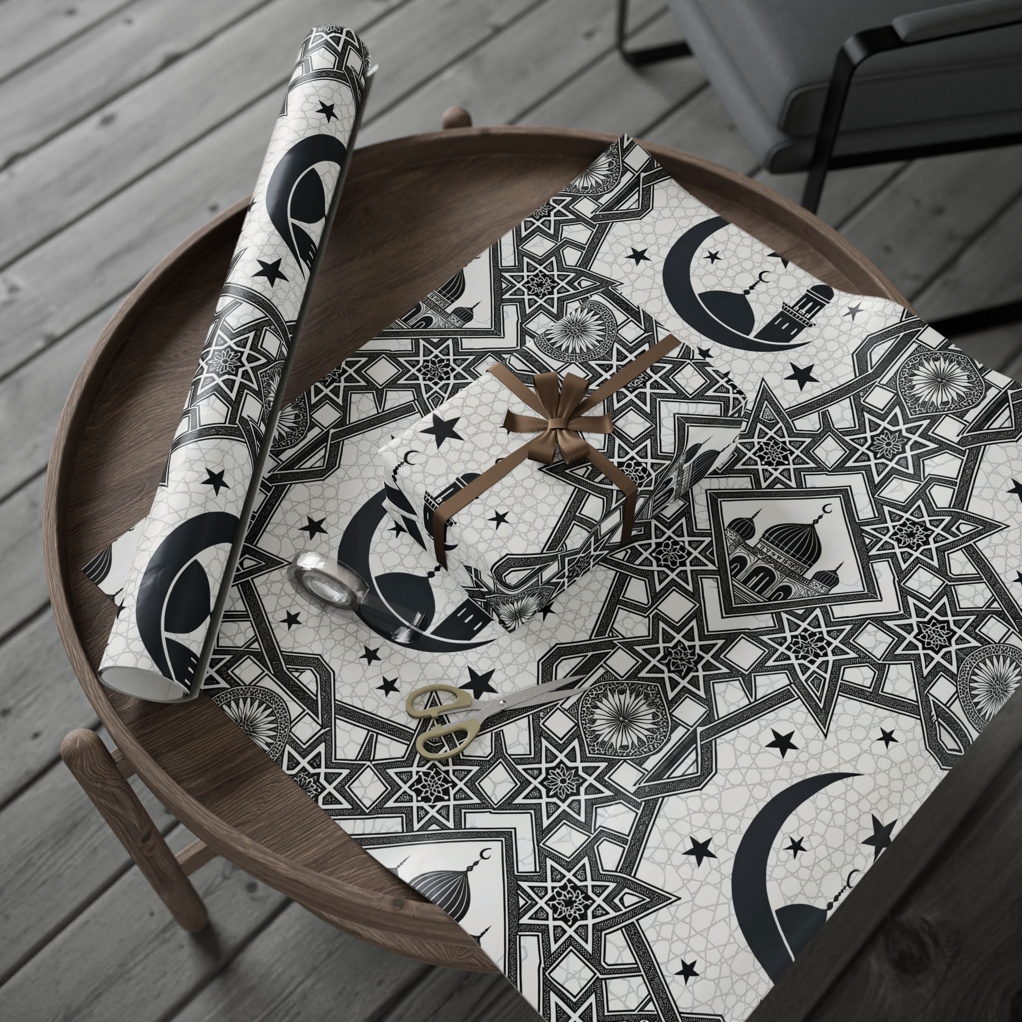 Ramadan Wrap Paper - Islamic Gift Wrap With Nights Mosque, Moon and Stars Design