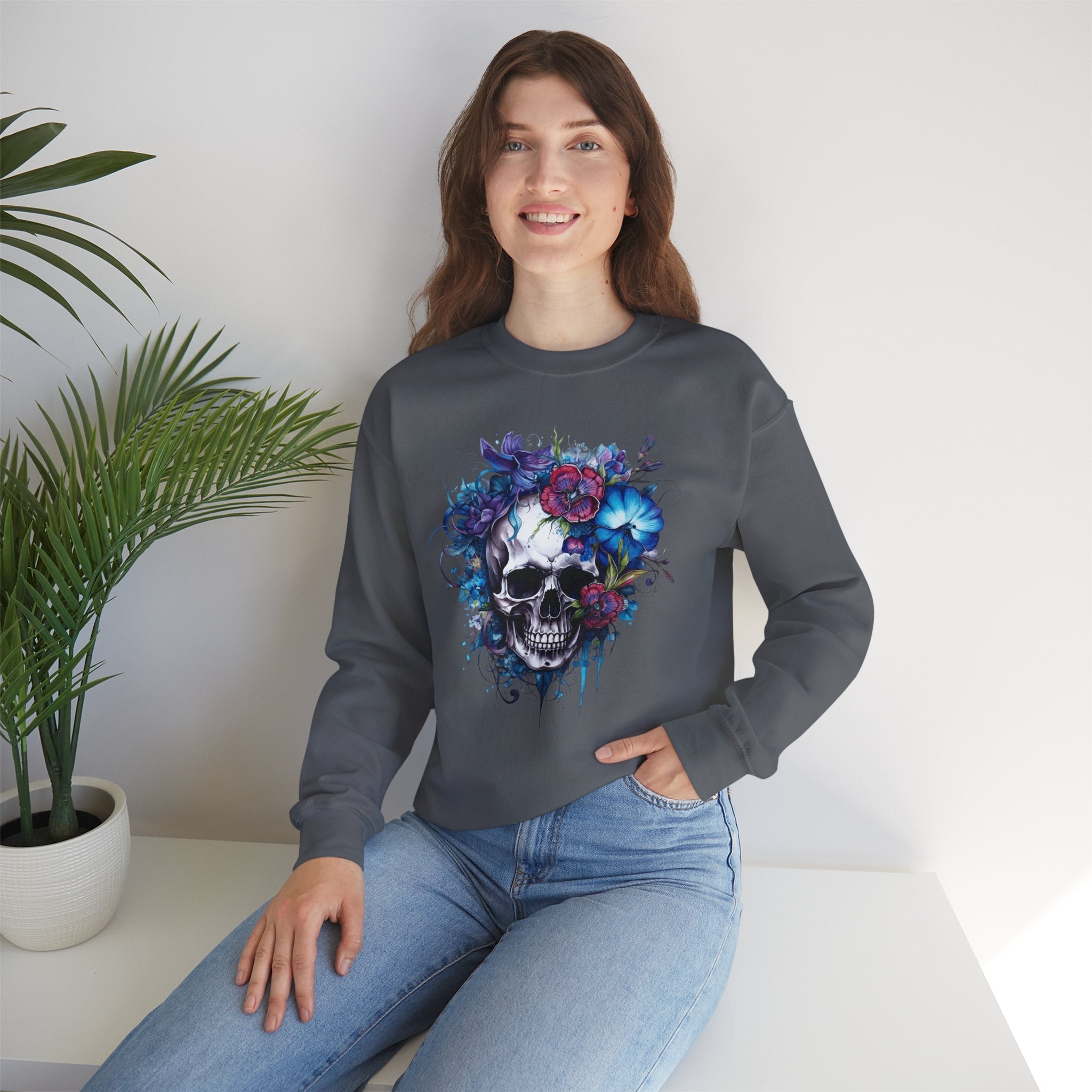 Skull Bloom, Halloween Themed Sweatshirt
