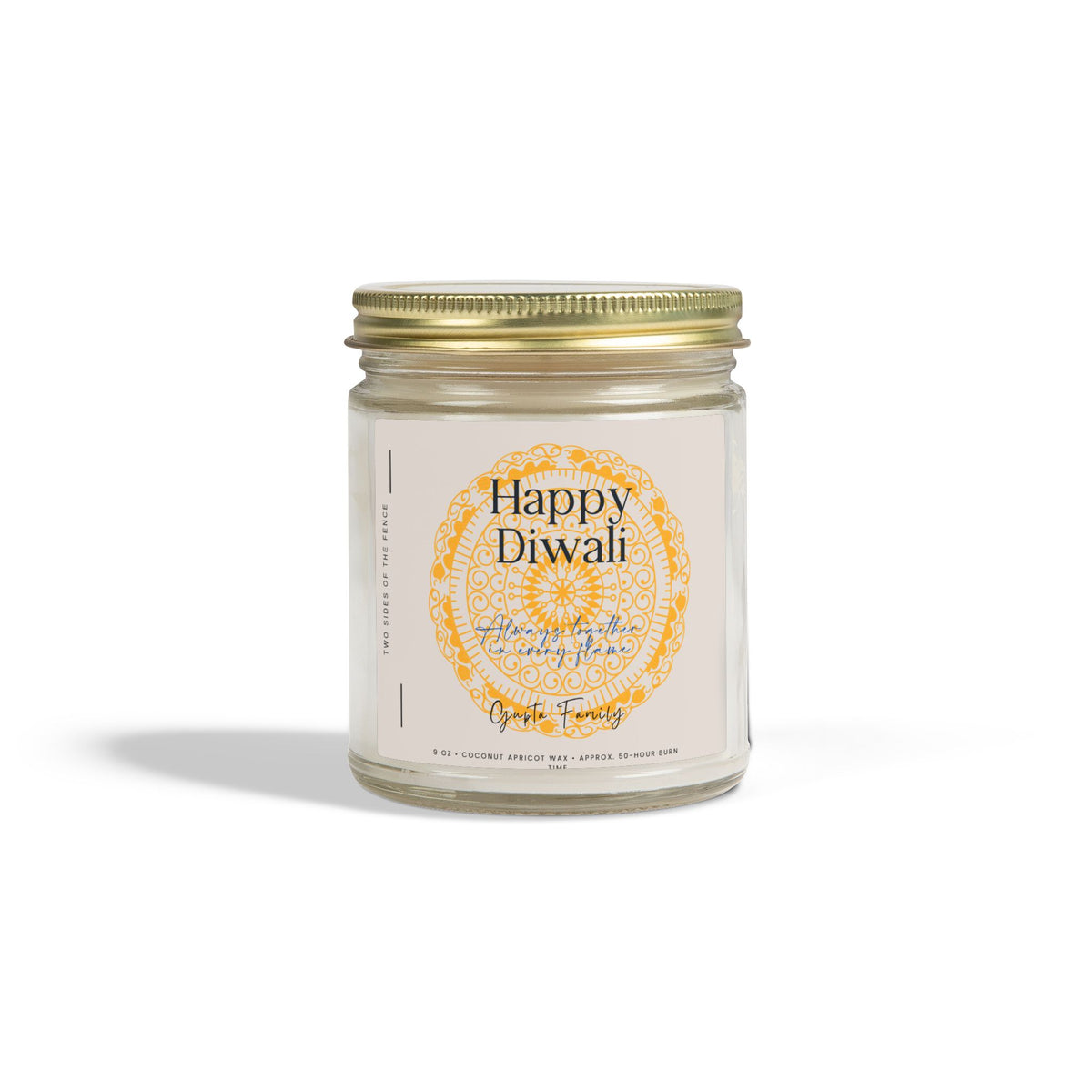 Personalized Diwali Candle – Always Together in Every Flame, Custom Family Name, 4 oz or 9 oz