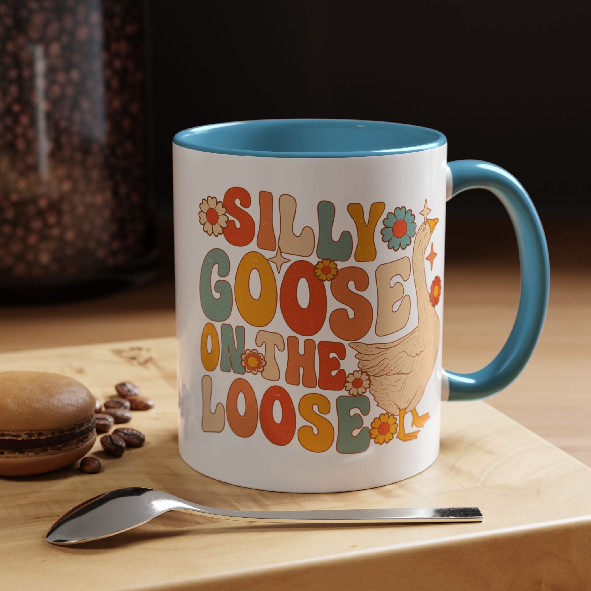 Funny Coffee Mug, Personalized Mug, Silly Goose On The Loose Accent Coffee Cup (11, 15oz), Gift Under 20, White Elephant, Animal Lover Gift