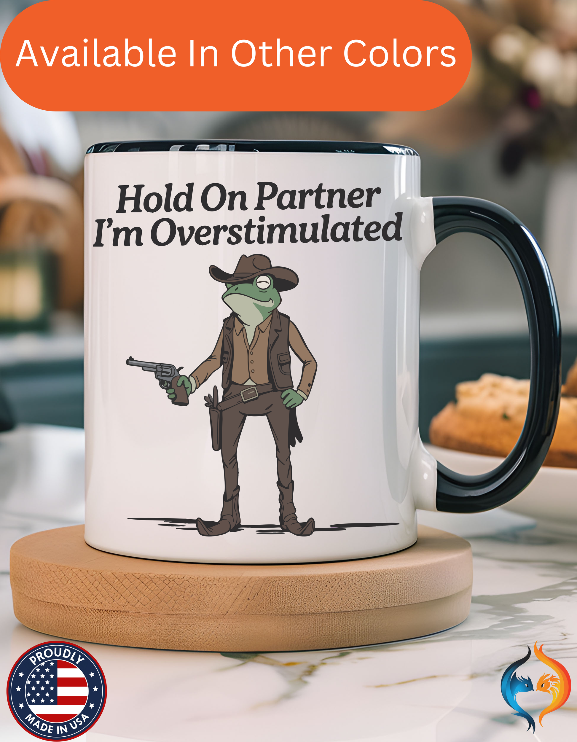 Hold On Partner Frog Mug Lifestyle Mockup | Nutty Designs