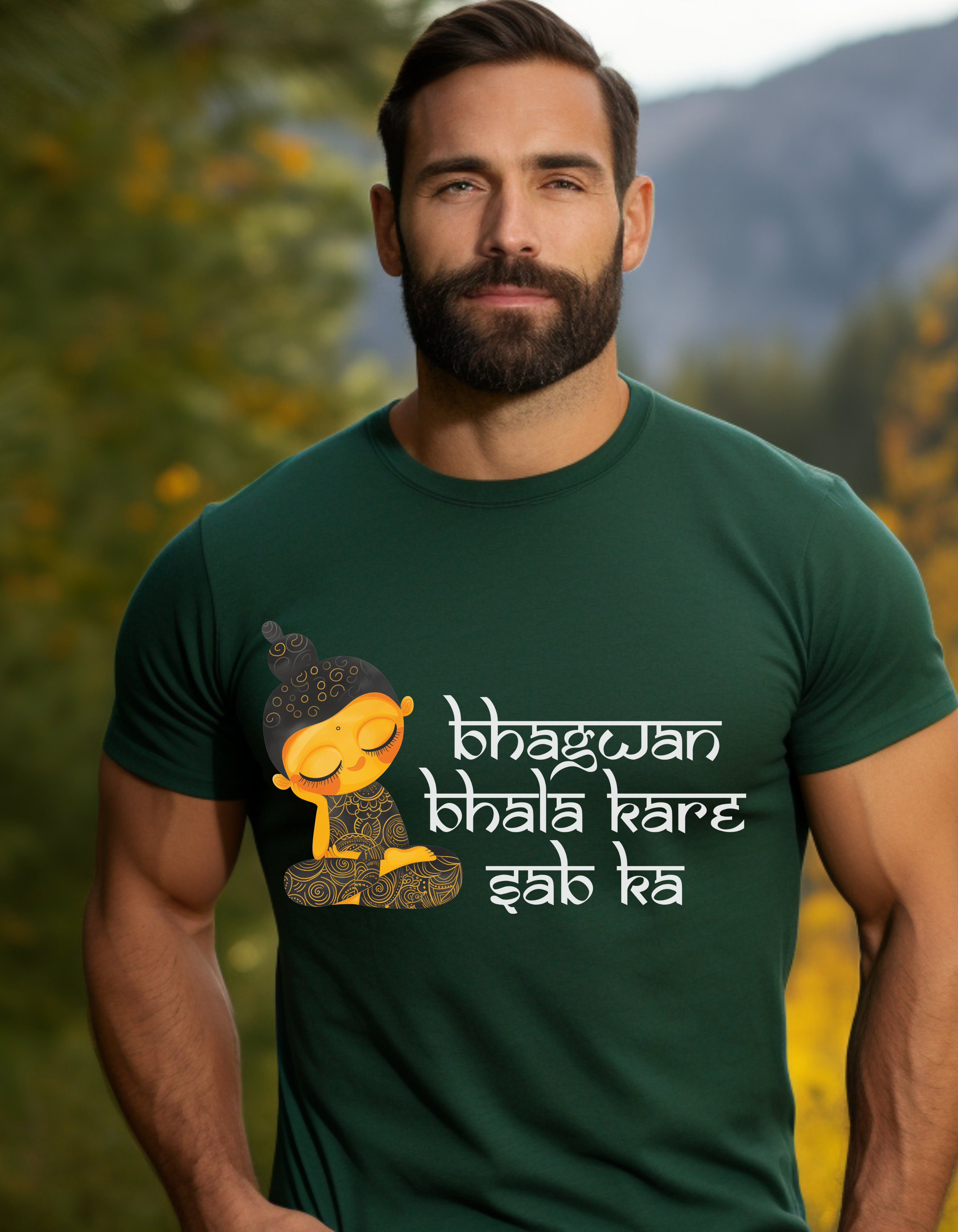 Bhagwan Bhala Kare Sab Ka Hindi Prayer Shirt T-Shirt Lifestyle Mockup | Nutty Designs